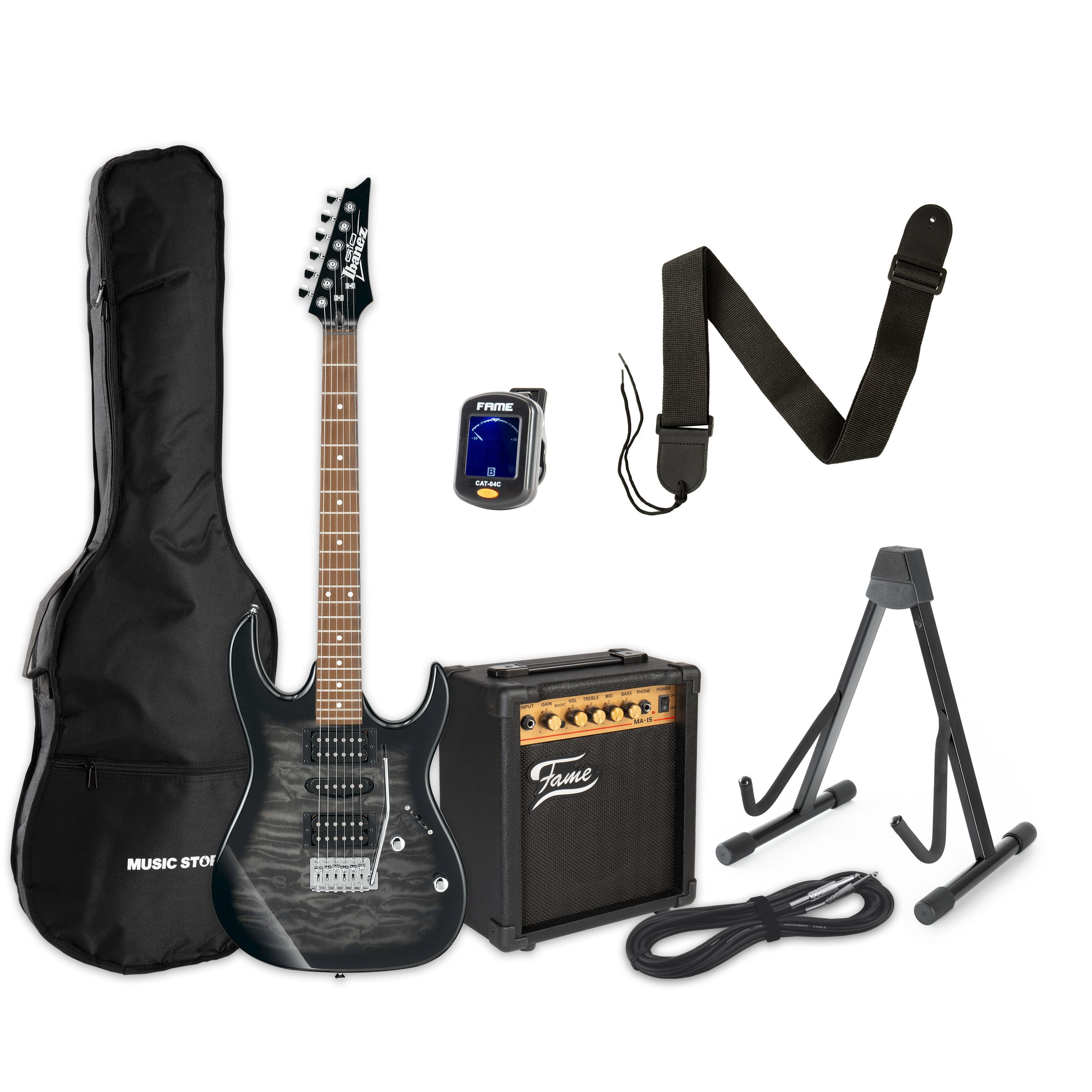 Ibanez E-Gitarre, E-Gitarren, E-Gitarren-Sets, Gio GRX70QA-TKS