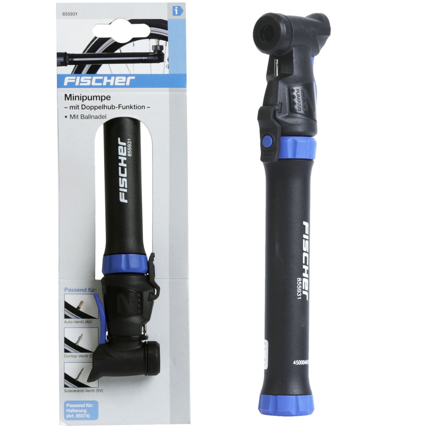 FISCHER Fahrrad Fahrradpumpe Mini Fahrrad-Pumpe Luftpumpe