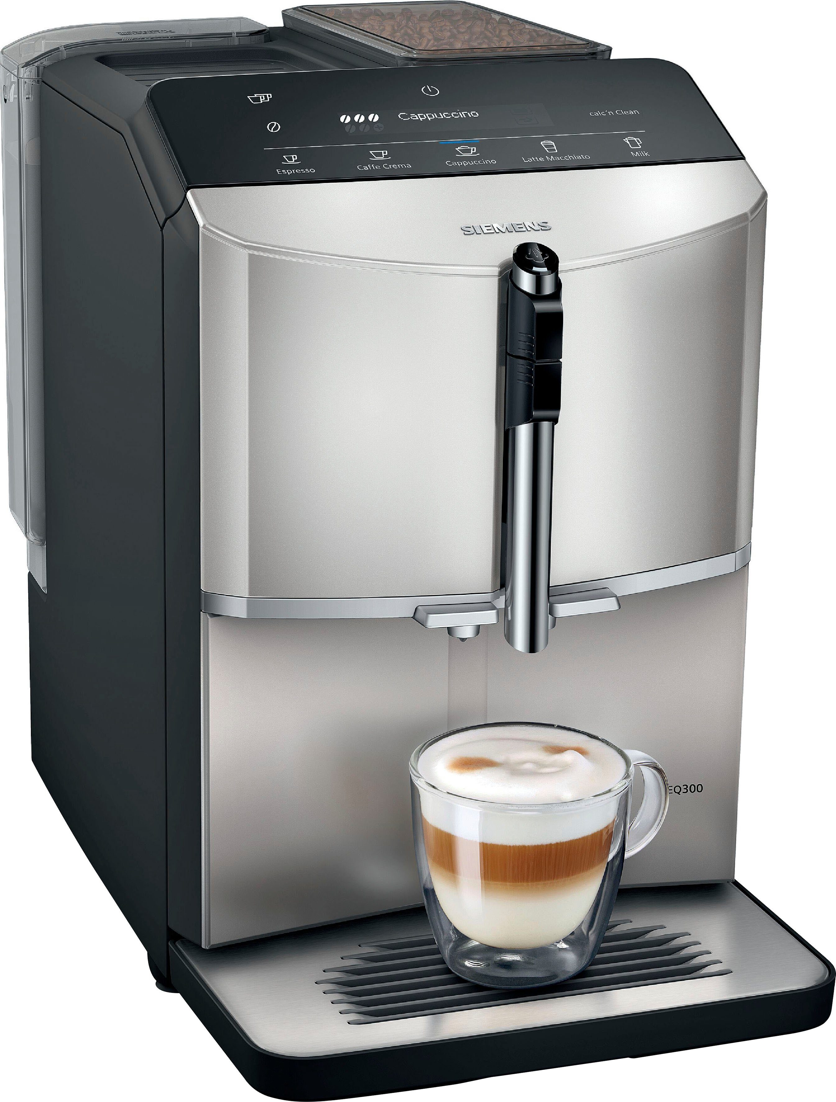 SIEMENS Kaffeevollautomat EQ300 TF303E07, viele Kaffeespezialitäten,