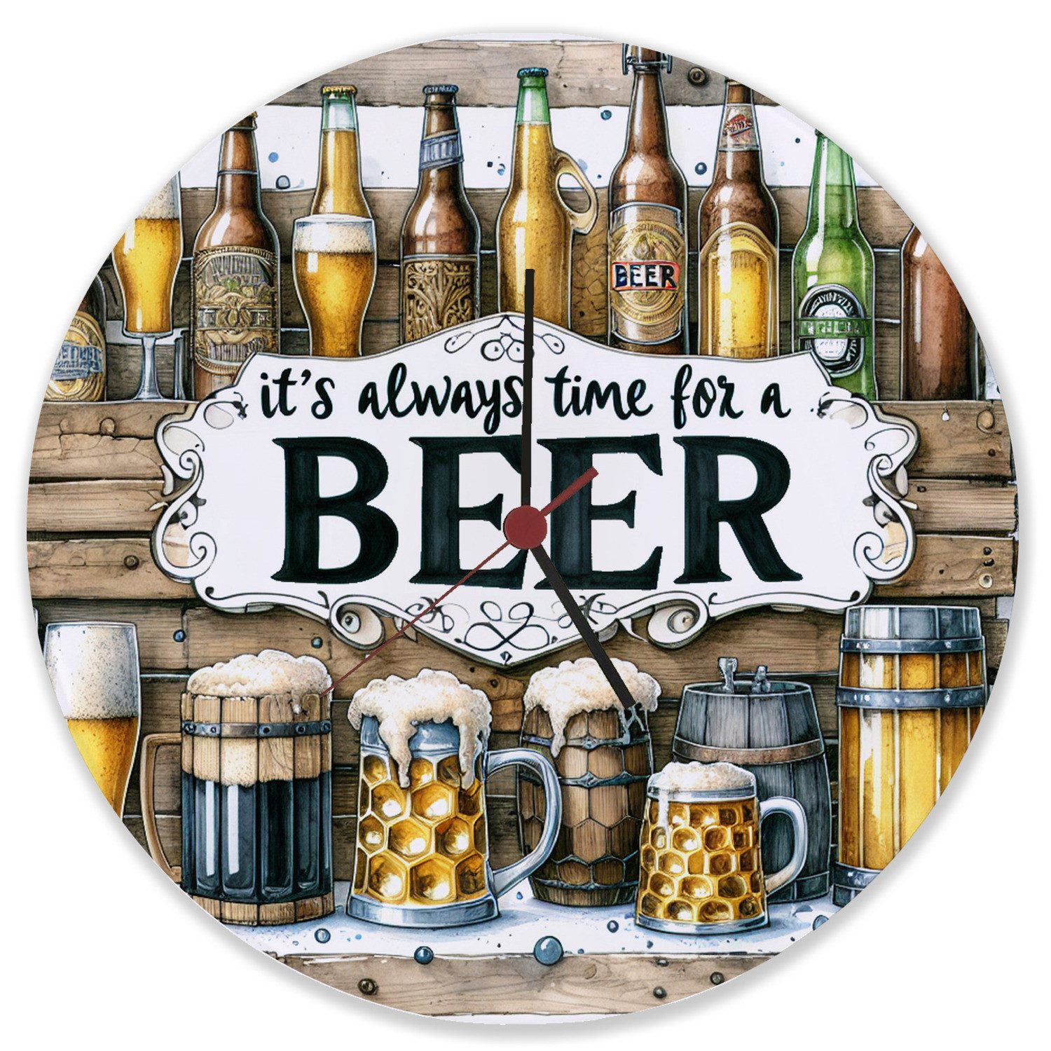 speecheese Wanduhr Bier Wanduhr aus Glas