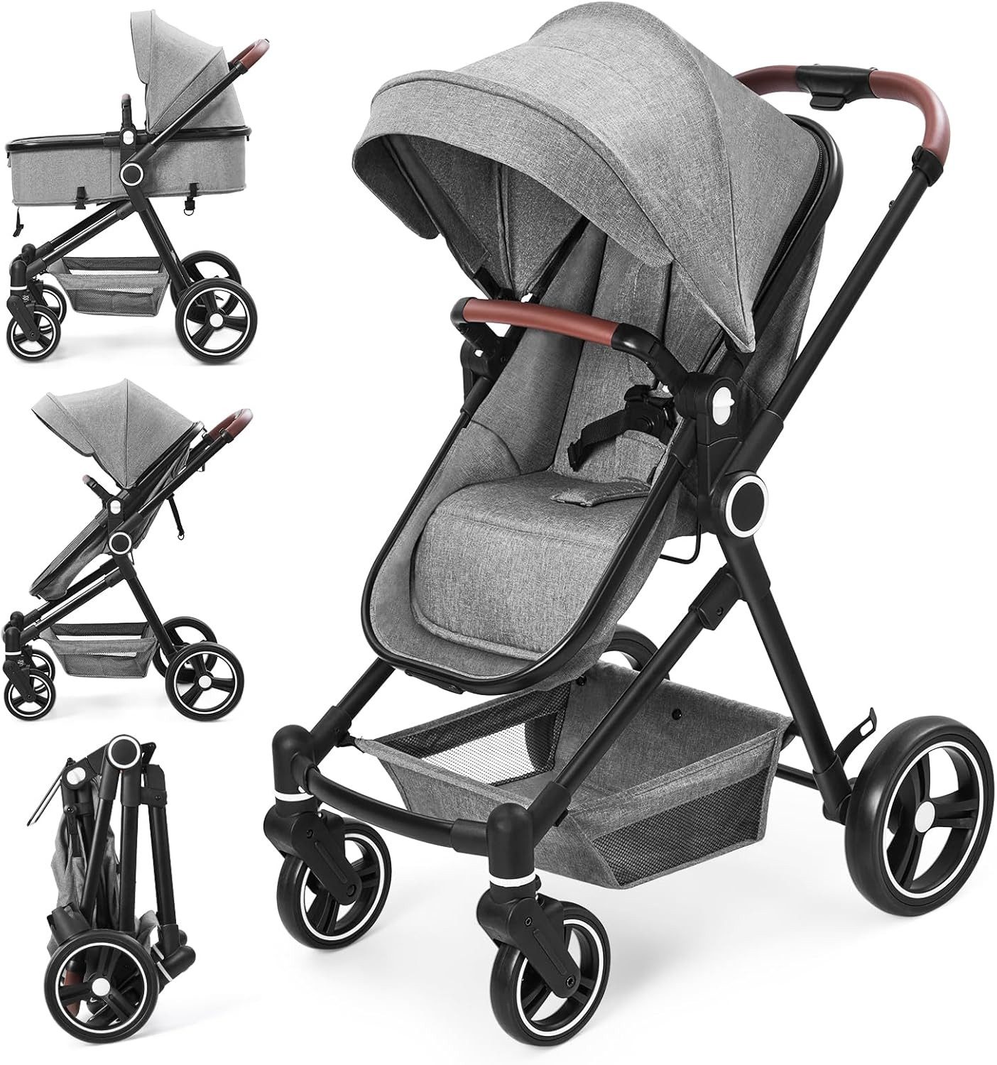 GarveeMore Kombi-Kinderwagen 2-in-1 Kombikinderwagen: Wendbar/Leicht +