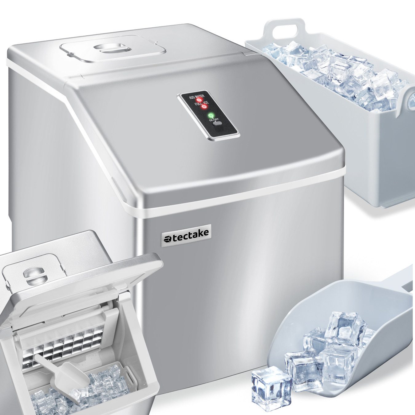 tectake Elektrischer Eiswürfelbereiter Eiswürfelmaschine, für klare