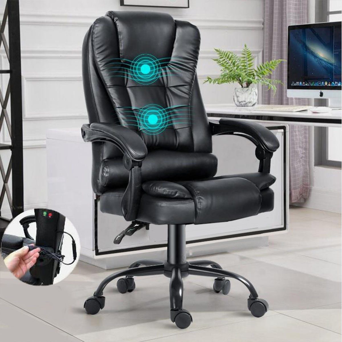 oyajia Bürostuhl Ergonomischer Bürostuhl Massage Chefsessel