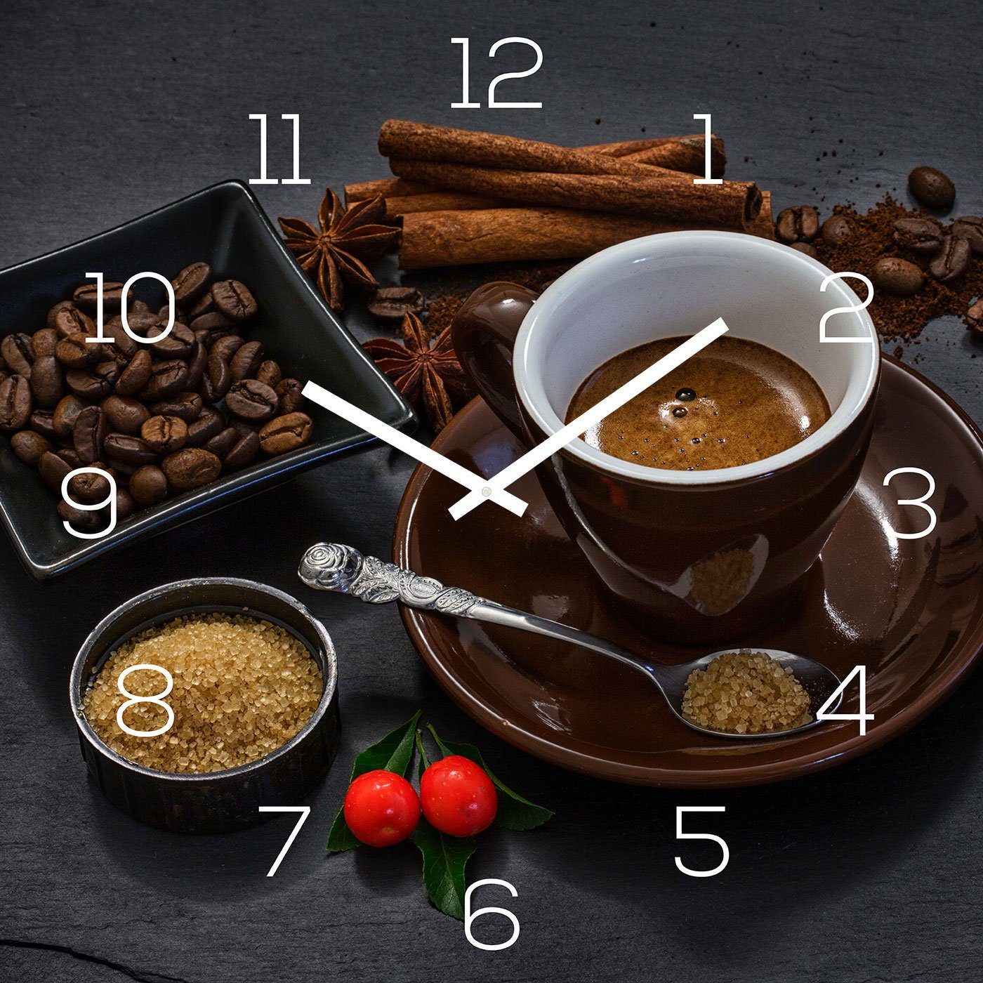 Levandeo® Wanduhr (Wanduhr Glas 30x30cm Kaffee