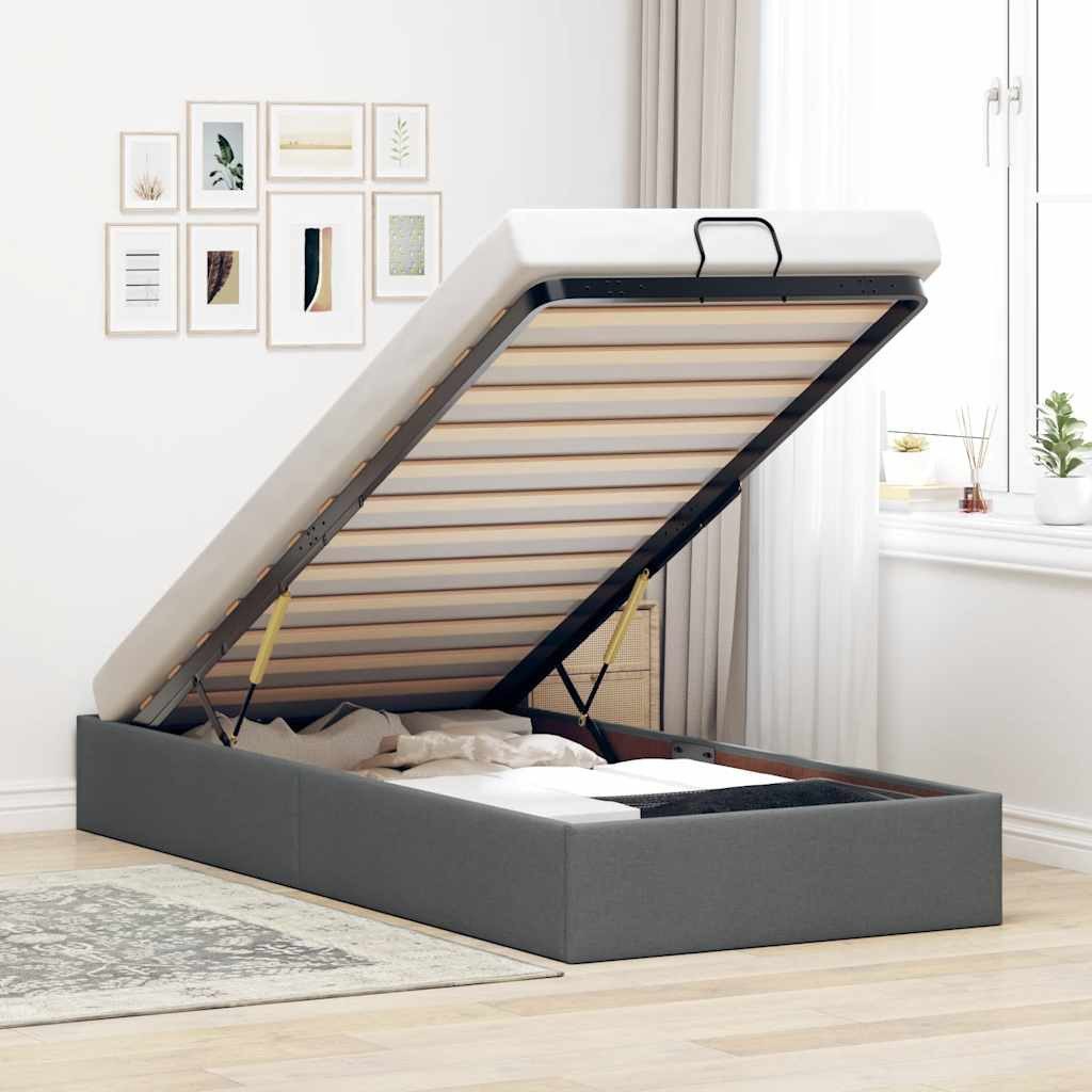 vidaXL Bett, Ottoman-Bett ohne Matratze Dunkelgrau