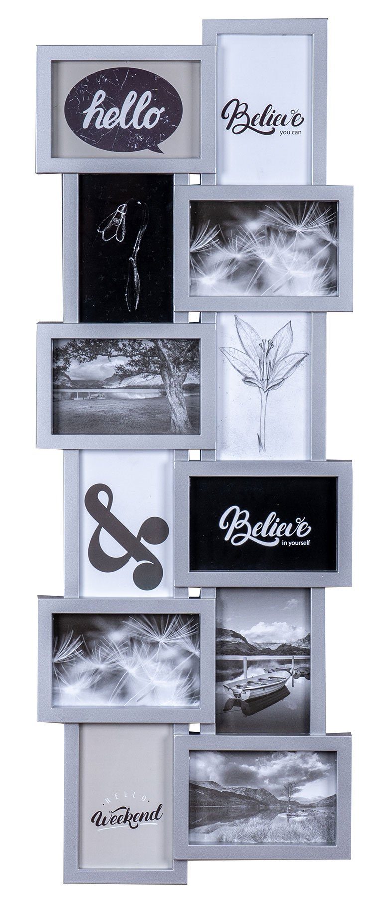 Levandeo® Bilderrahmen Collage, Bilderrahmen silber für