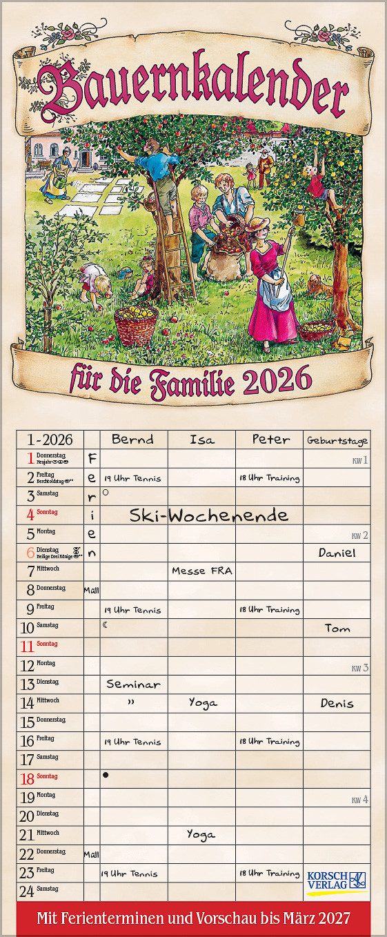 Korsch Verlag Familienkalender Korsch Kalender Bauernkalender