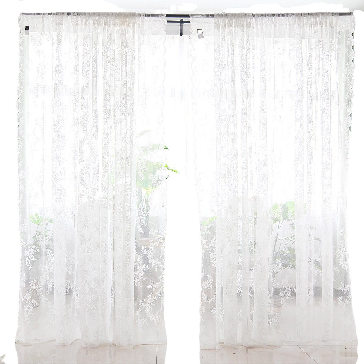 Blusmart Gardine Gardine Vorhang Florale, Screening