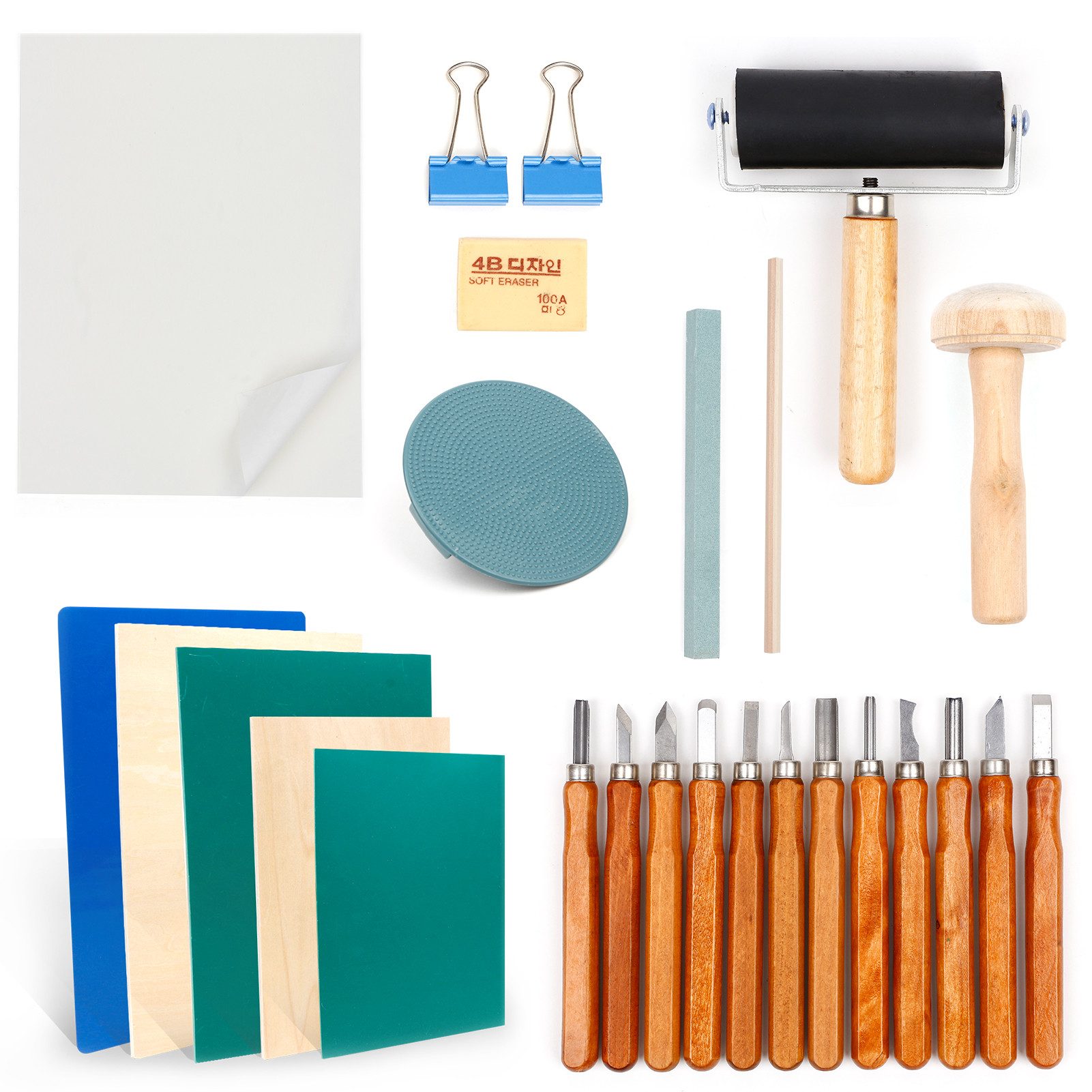 OSTWOLKE Taschenmesser Lino-Schneid und Druckset Blockdruck