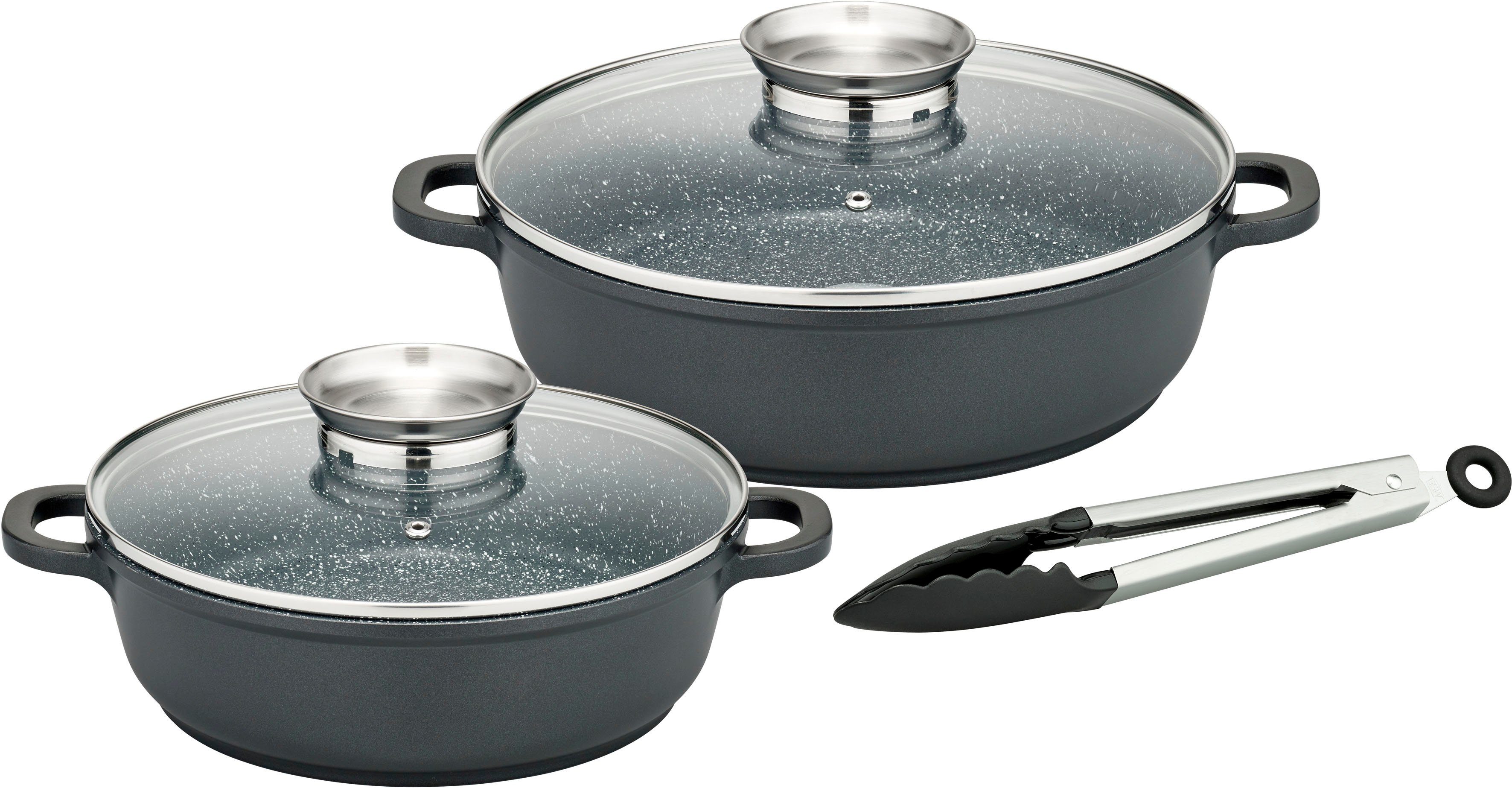 GSW Pfannen-Set Gourmet Granit, Aluminiumguss (Set,