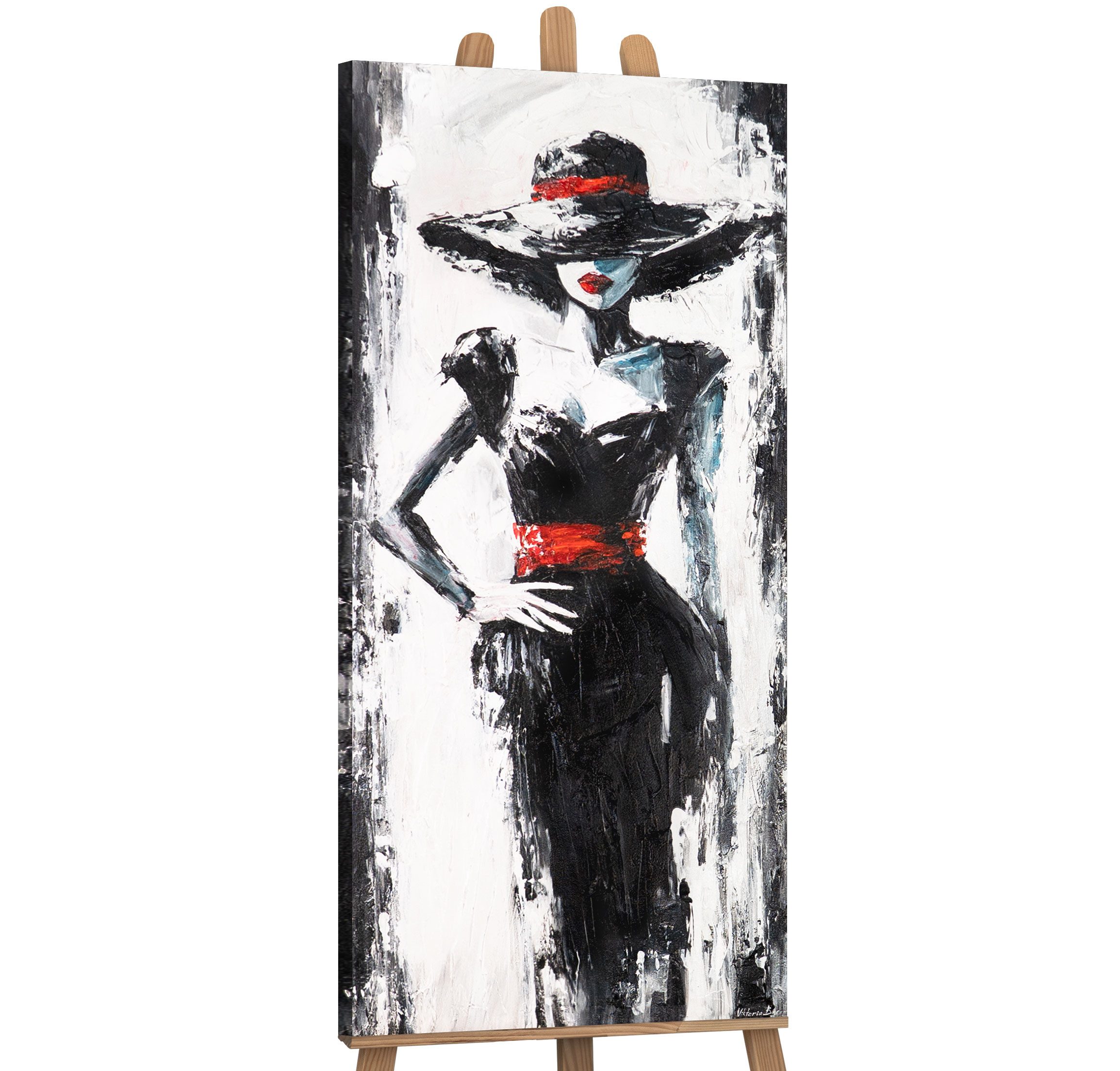 YS-Art Gemälde Wandbild Dame mit Hut,