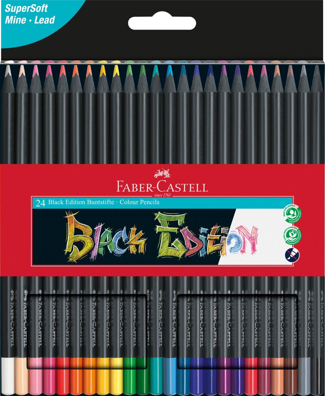 Faber-Castell Buntstift 24 Buntstifte BLACK EDITION
