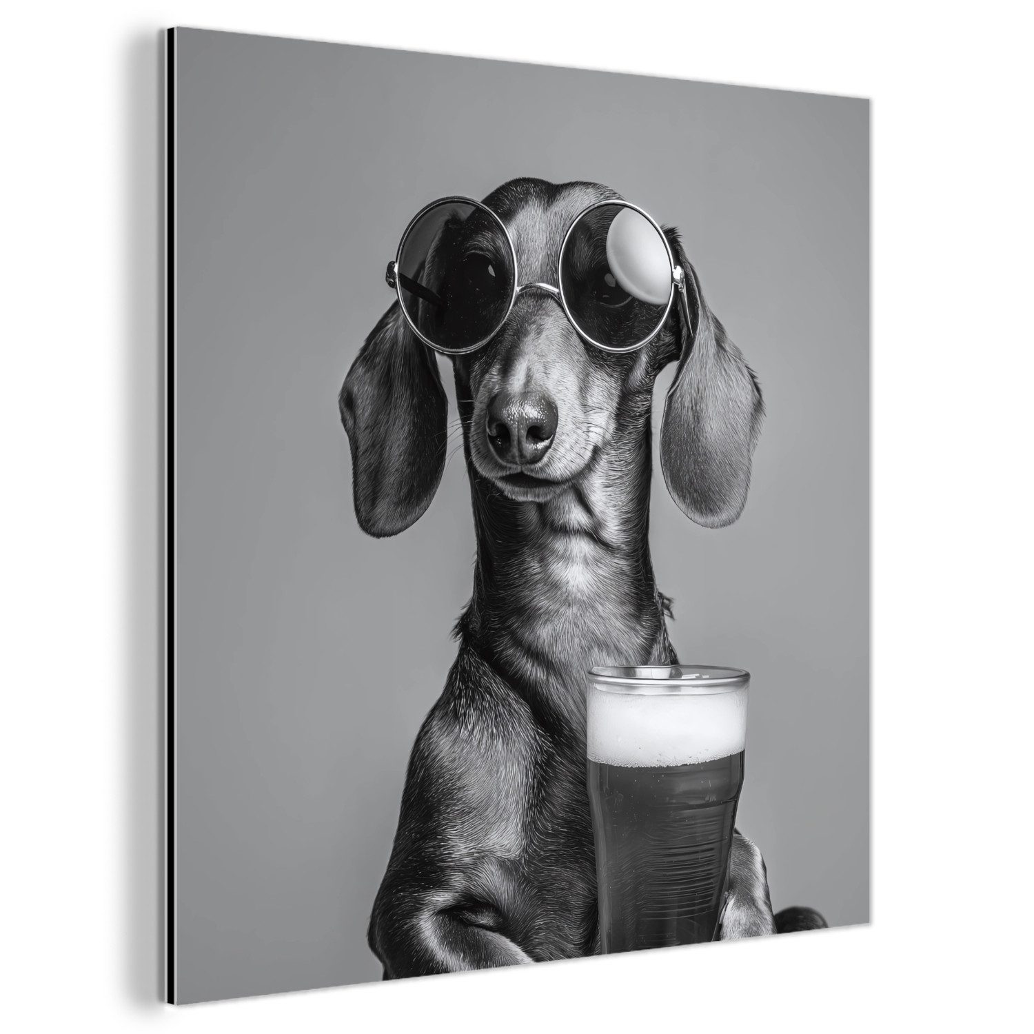 MuchoWow Metallbild Dackel - Bier -