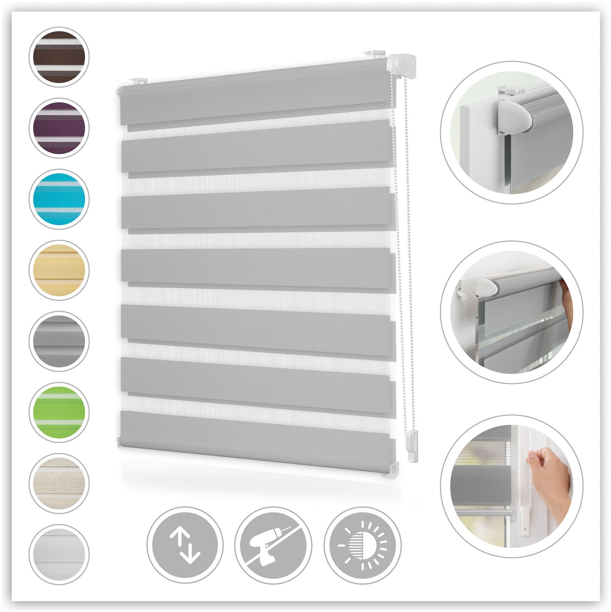 Doppelrollo Duo Rollo Klemmfix, LICHTBLICK ORIGINAL,