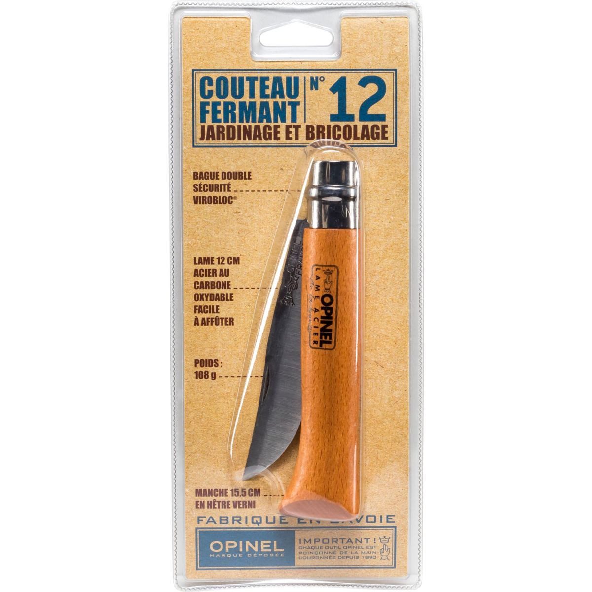 Opinel Universalmesser Taschenmesser No. 12 Carbonklinge