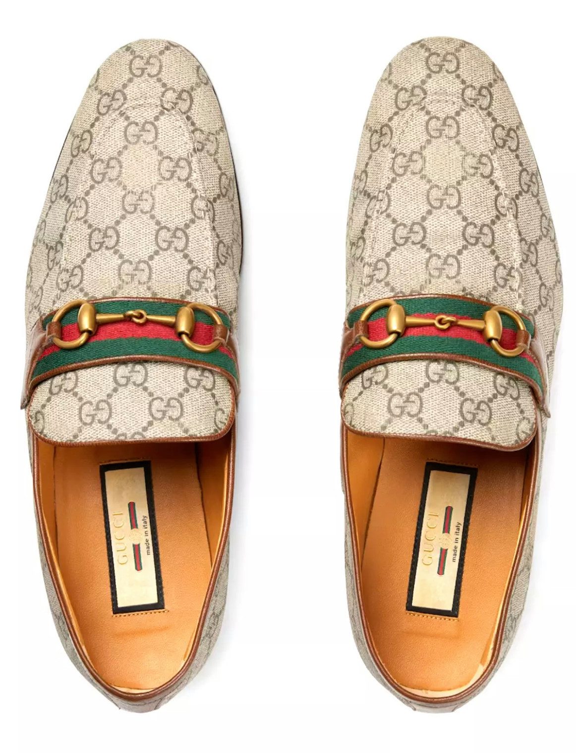 GUCCI Web Monogram Horsebit Paride Slippers