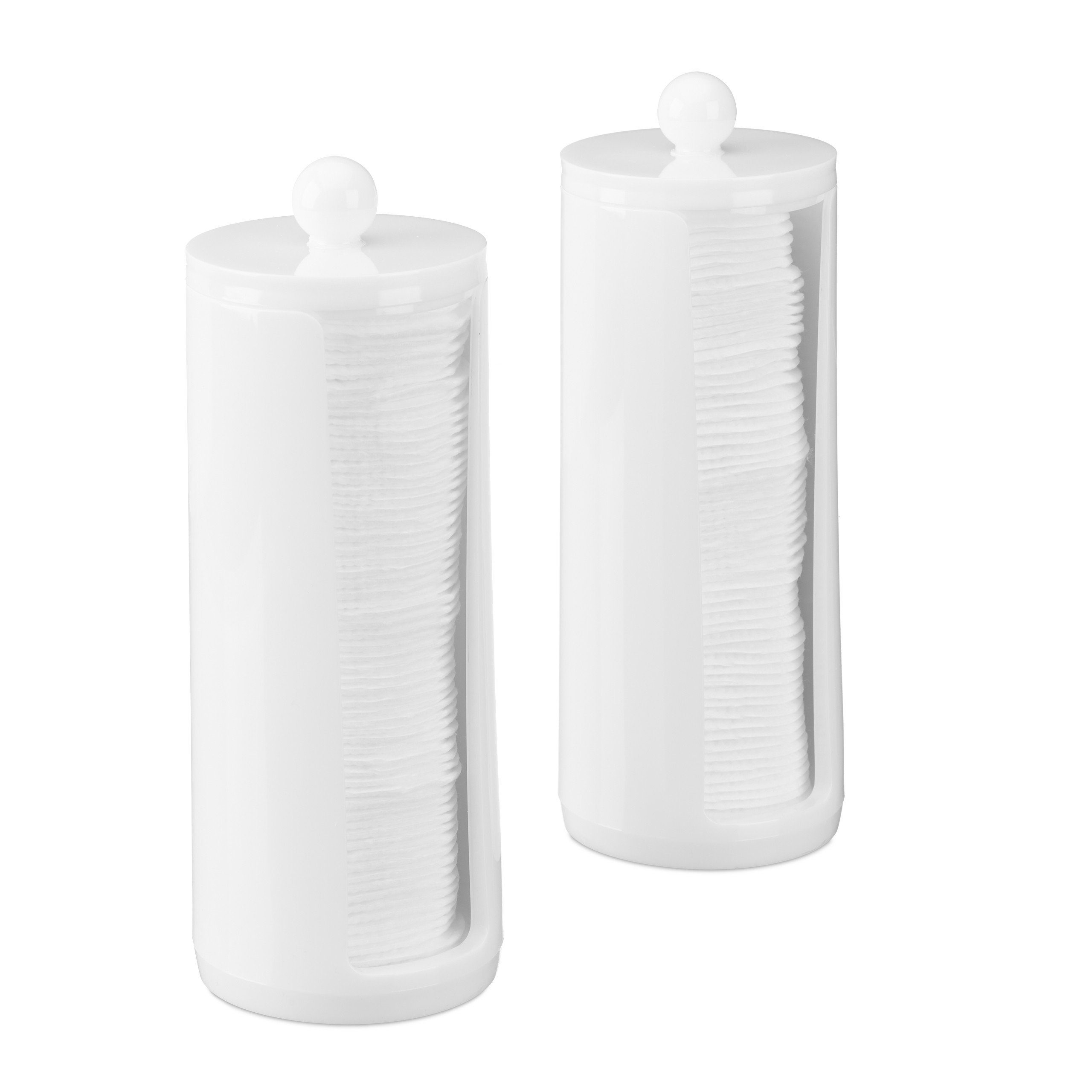 relaxdays Wattepadspender Wattepads Aufbewahrung 2er Set,