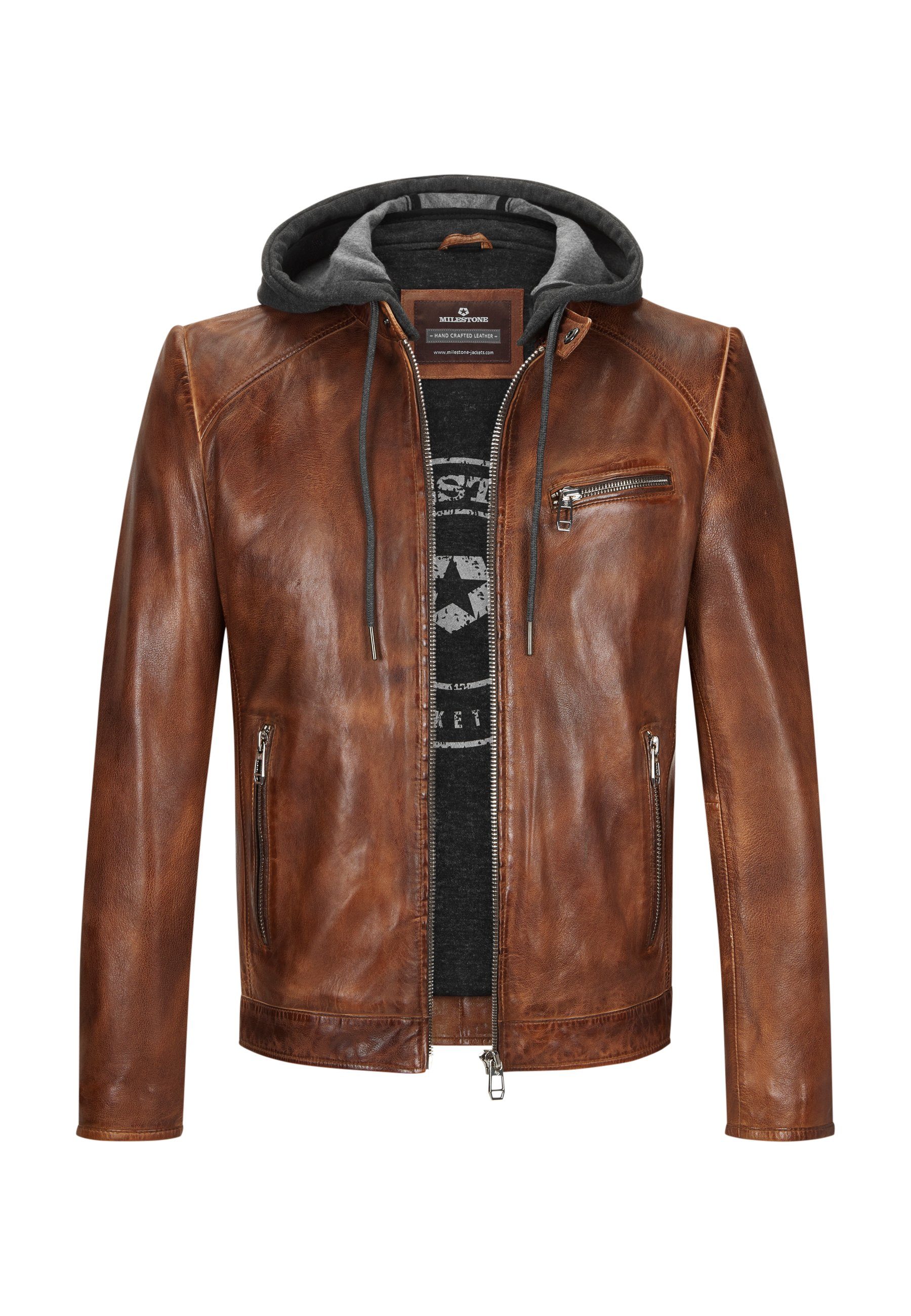 Milestone Lederjacke MSMorrison Herrenjacke aus Lammnappa