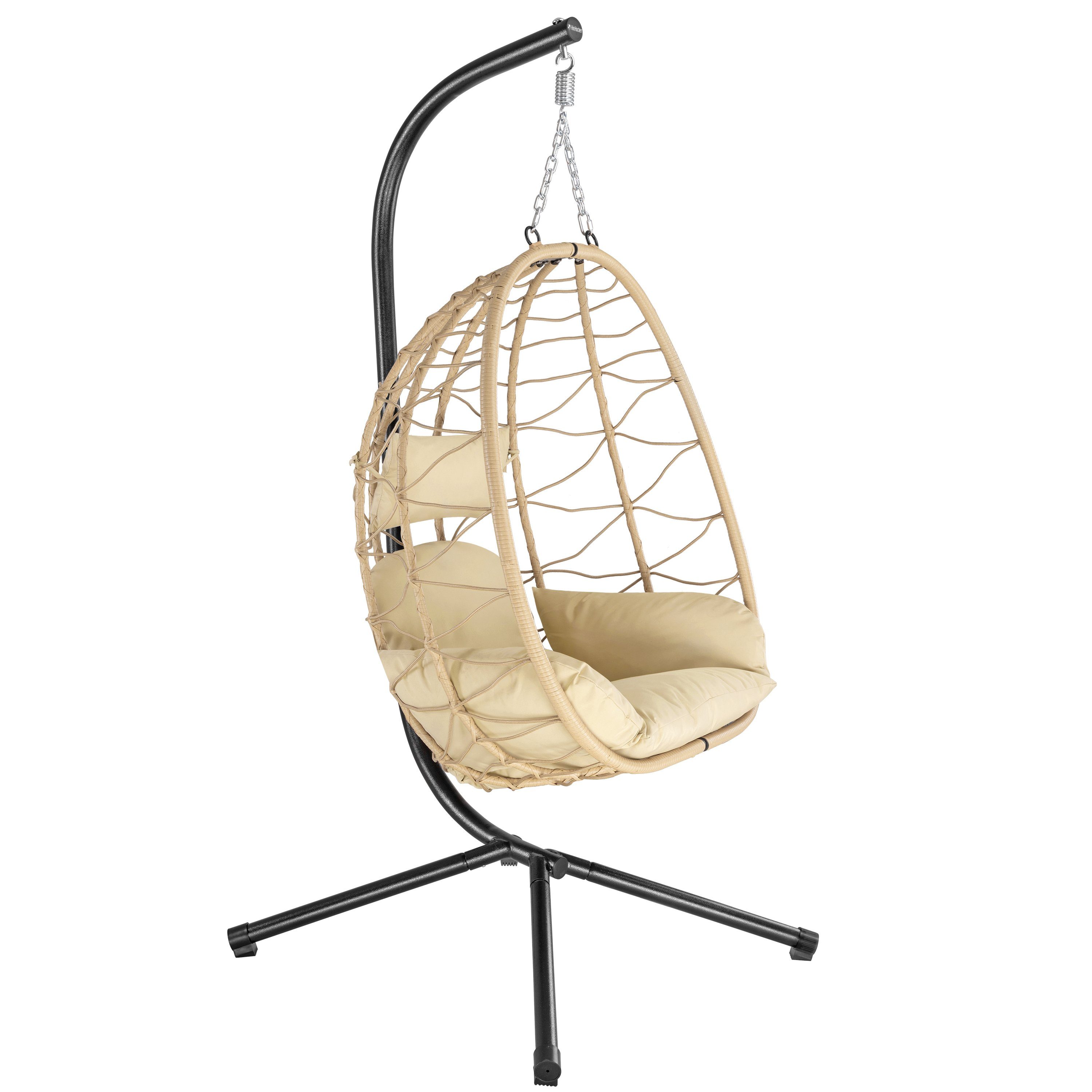 HinHocker Hängesessel Hängesessel mit Gestell, Creme,