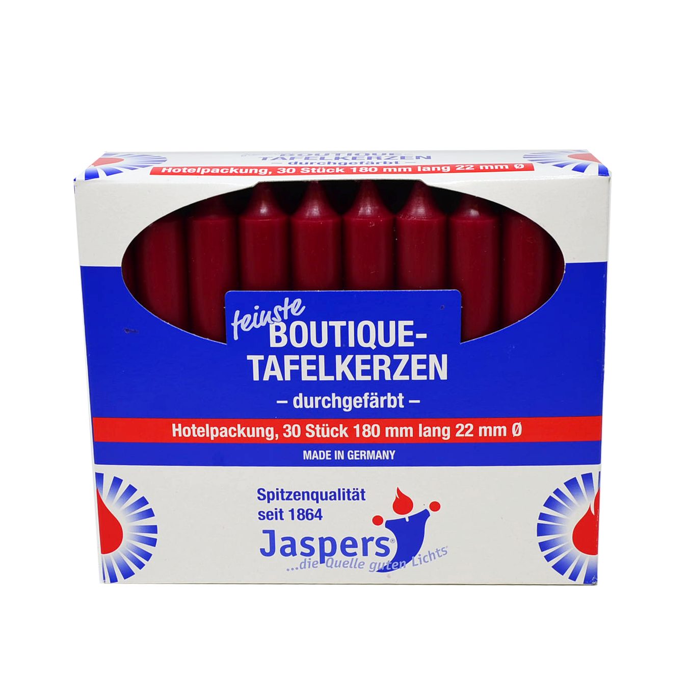 Jaspers Kerzen Tafelkerze Boutique-Kerzen Hotelpackung bordeaux