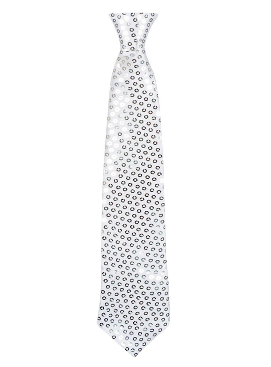 Widdmann Krawatte Pailletten Krawatte silber Krawatte