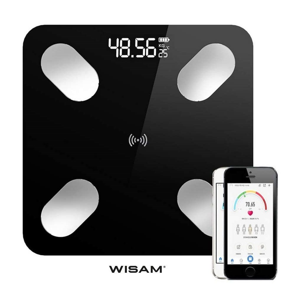 Wisam Körper-Analyse-Waage Körperfettwaage Personenwaage BMI Bluetooth