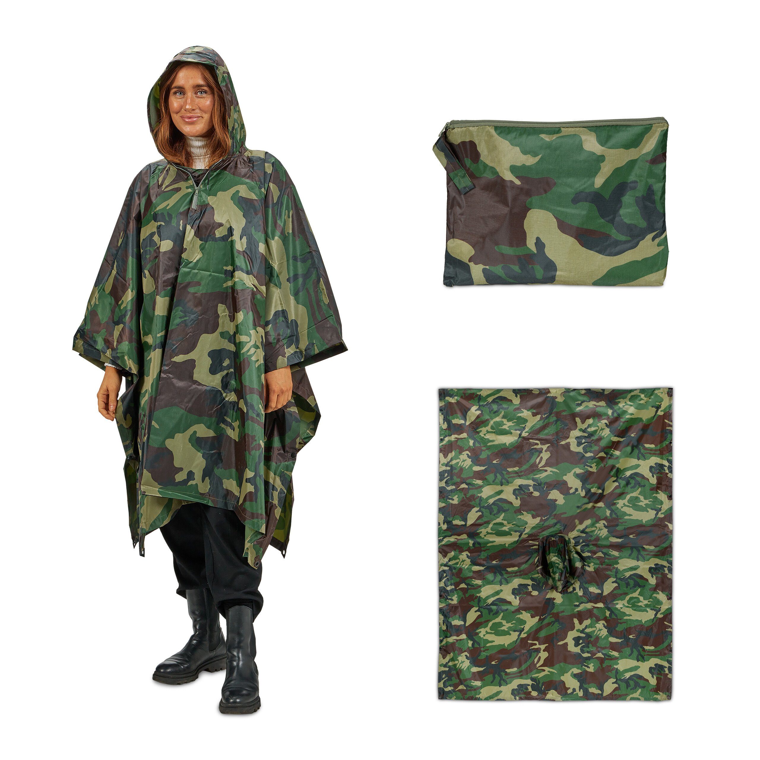 relaxdays Regenponcho Mehrzweck 3 in 1