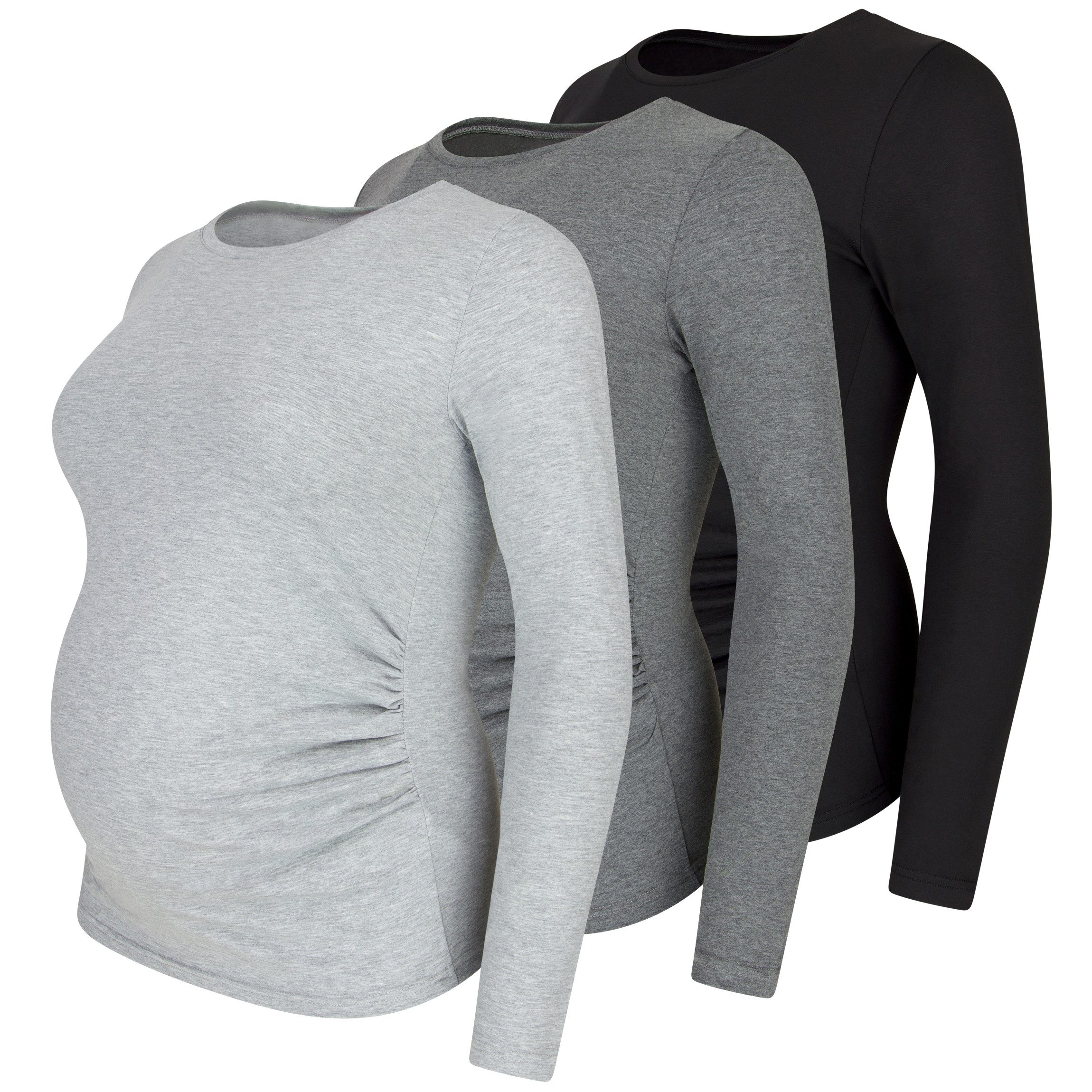 M.M.C. Umstandsshirt Langarm Basic Umstandsmode (3-tlg)