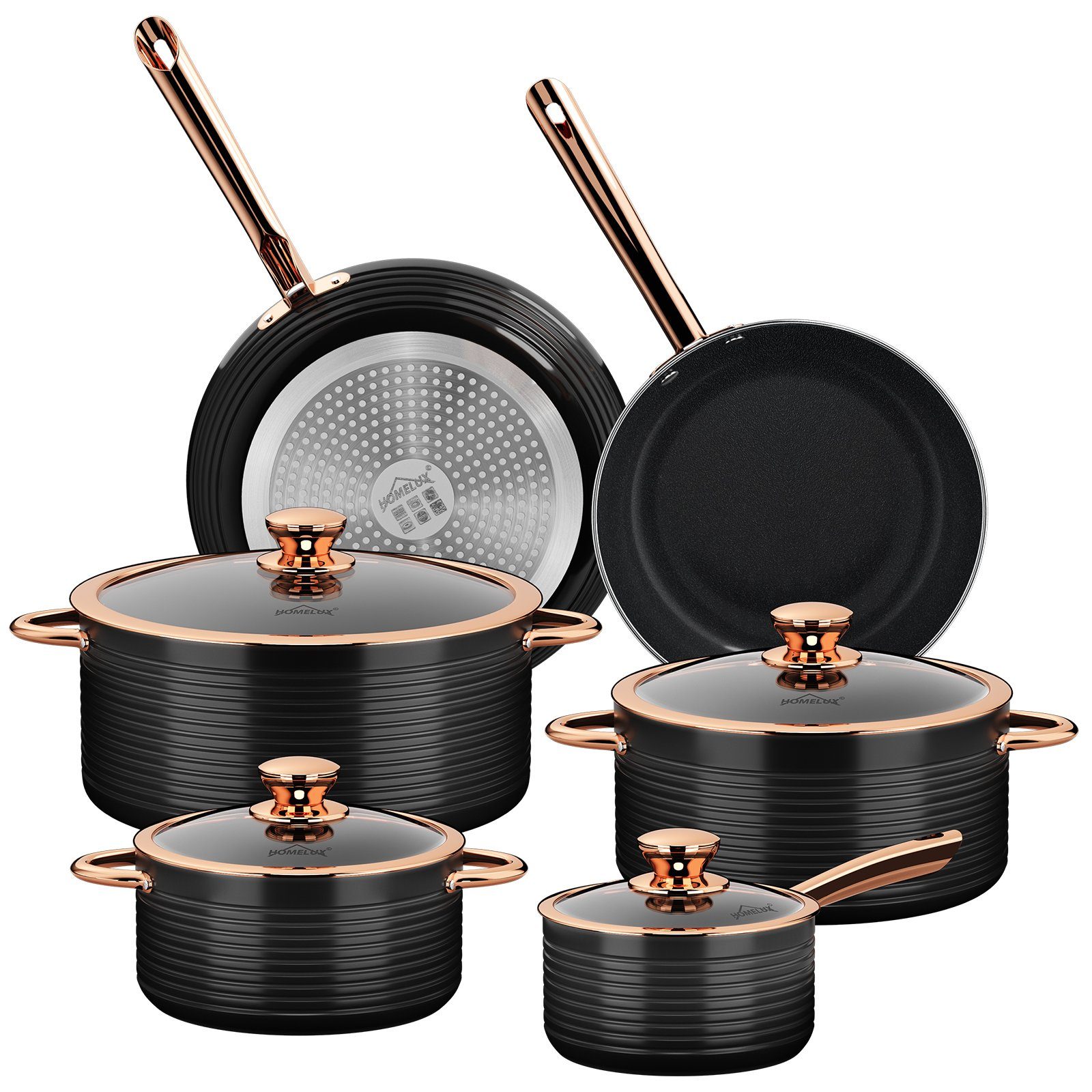 HOMELUX Topf-Set 10tlg Induktions Töpfe Set,
