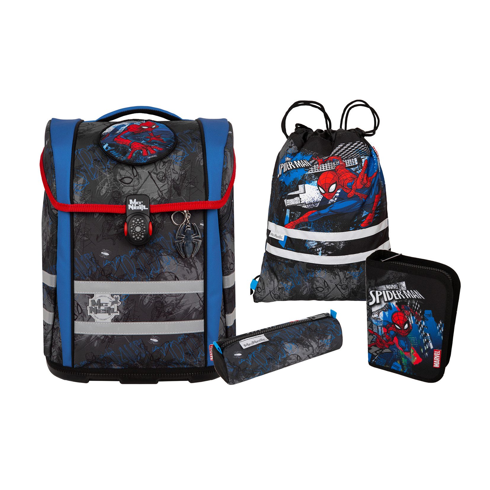 McNeill Schulranzen Schulranzen-Set PERFECTO, MARVEL SPIDERMAN