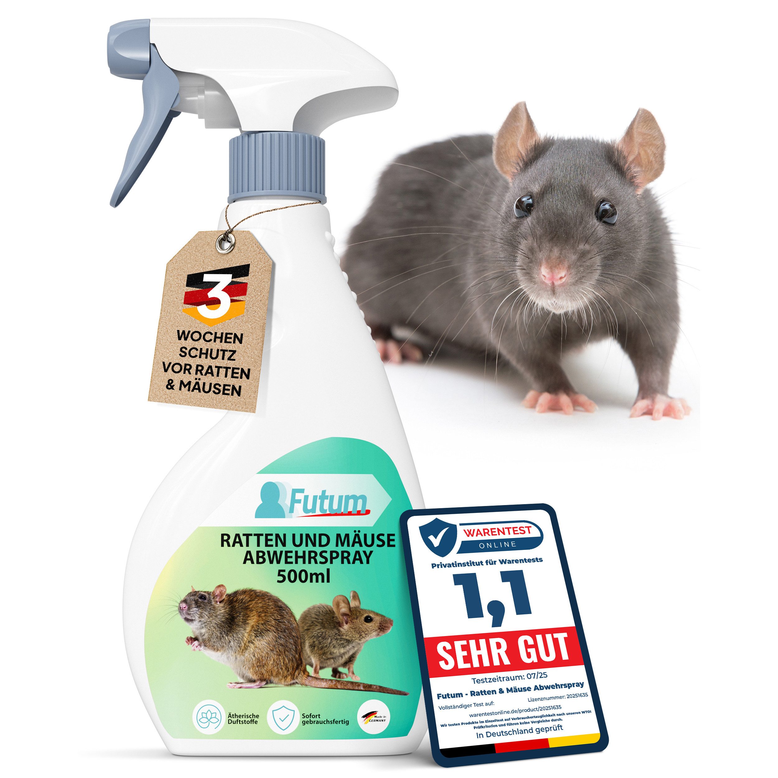 FUTUM Vergrämungsmittel Ratten & Mäuse Abwehrspray,