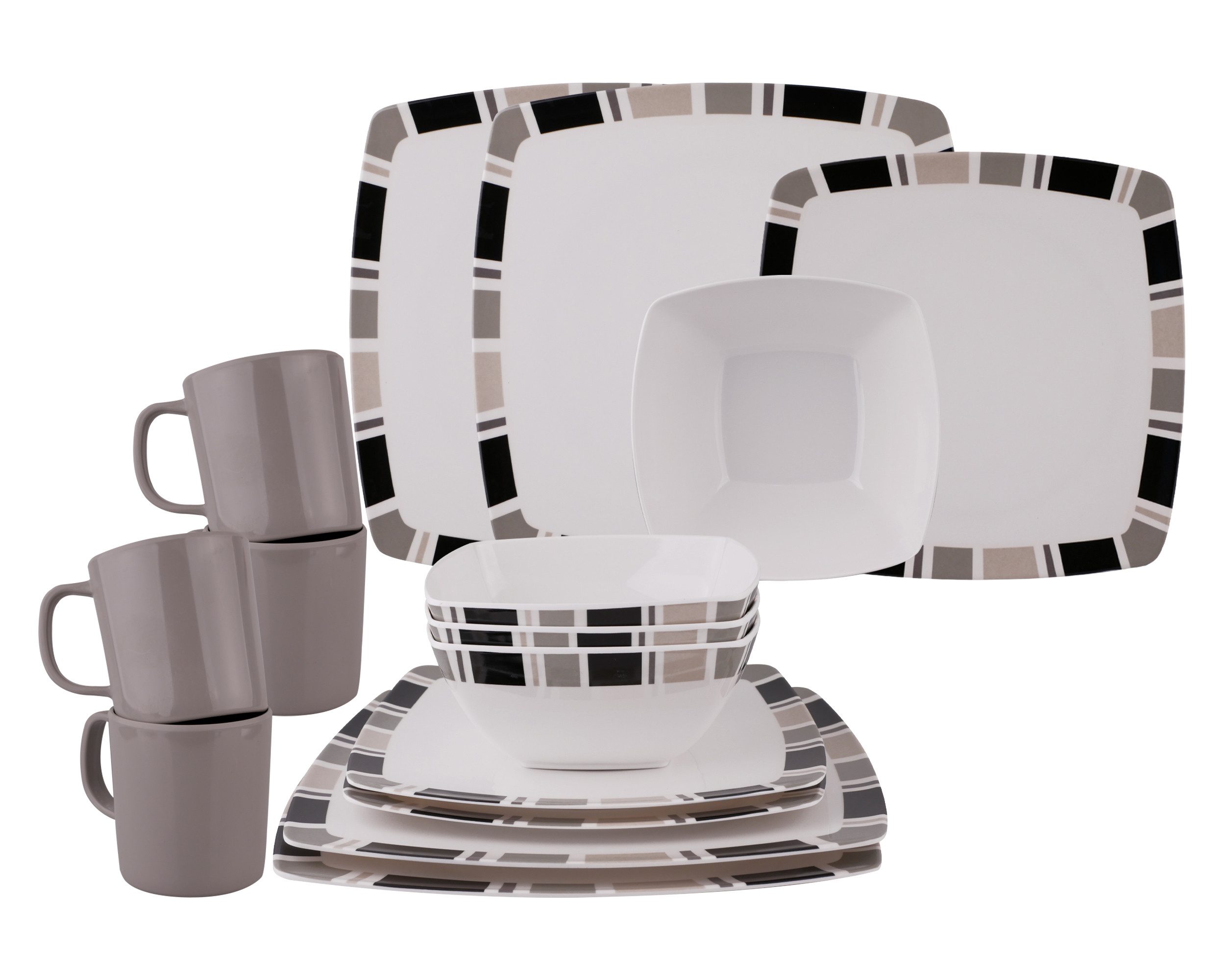 HEKERS Geschirr-Set 100% Melamin Geschirr Carre