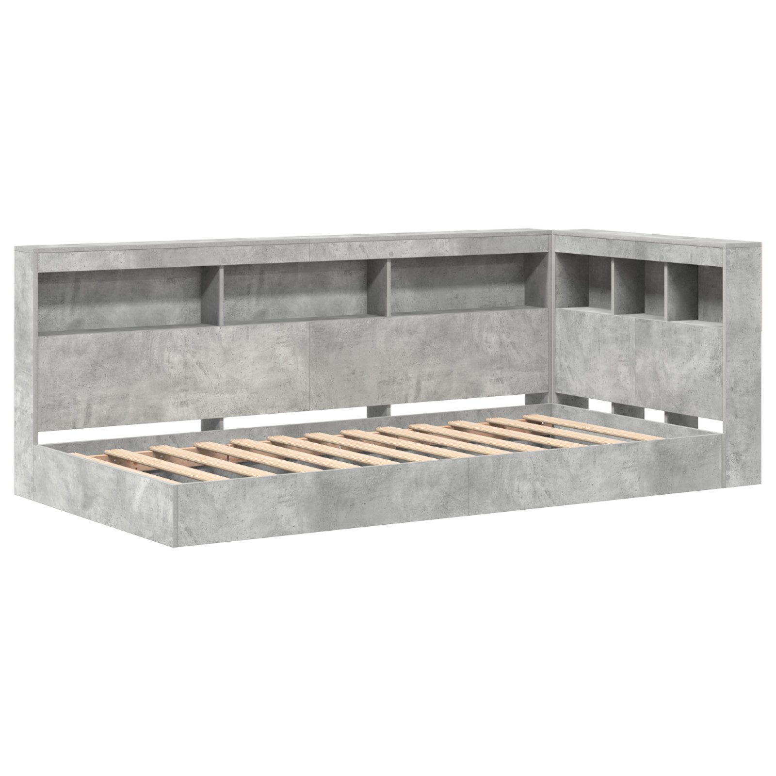 vidaXL Bett Bücherregal Bett Beton Grau