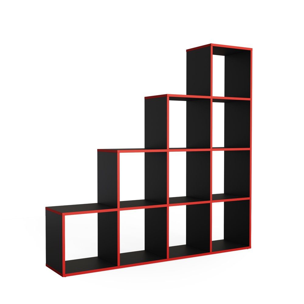 Vicco Raumteiler, Schwarz/Rot/Rot, 142.4 x 143