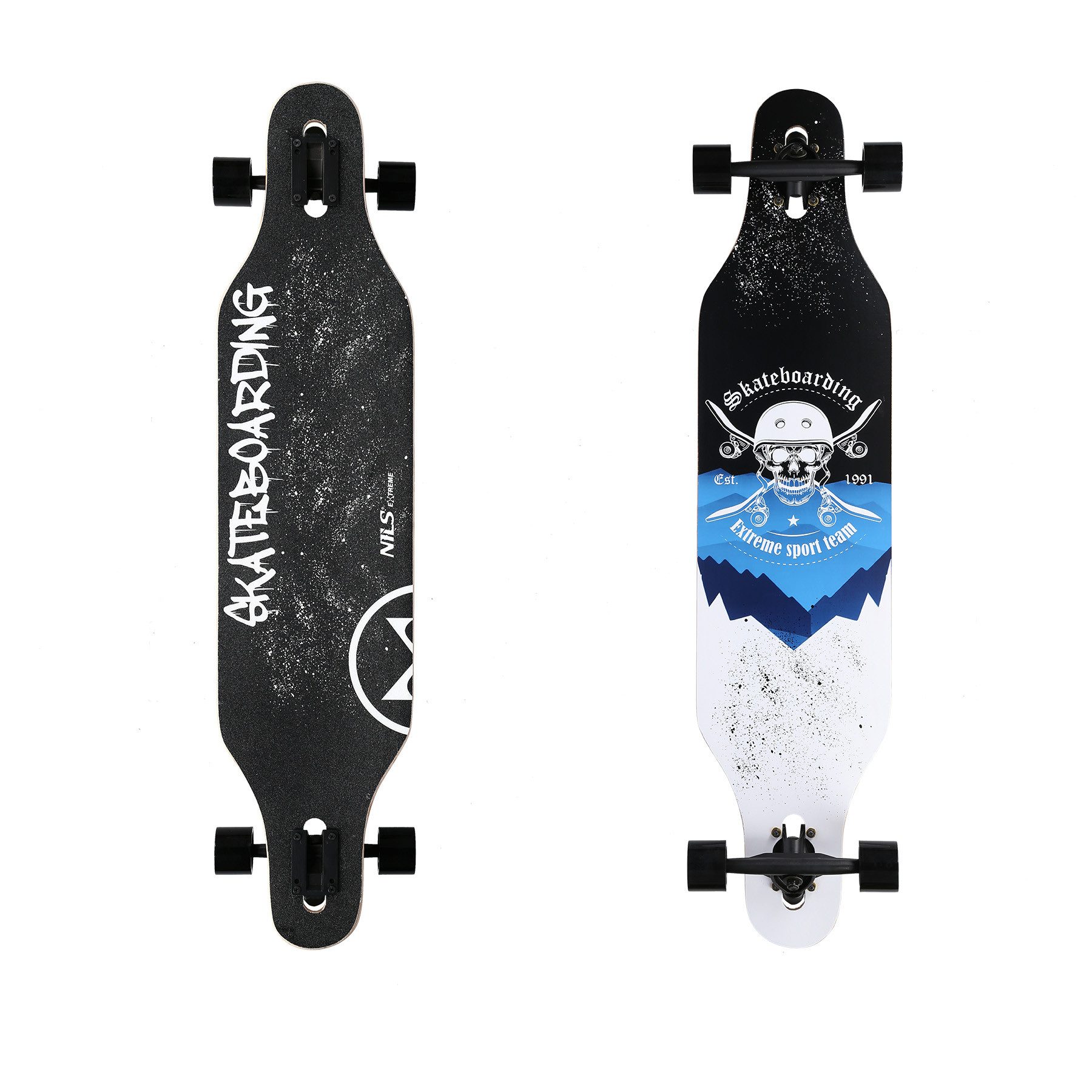 Redfink Skateboard LONGBOARD SKULL WOOD SKATE