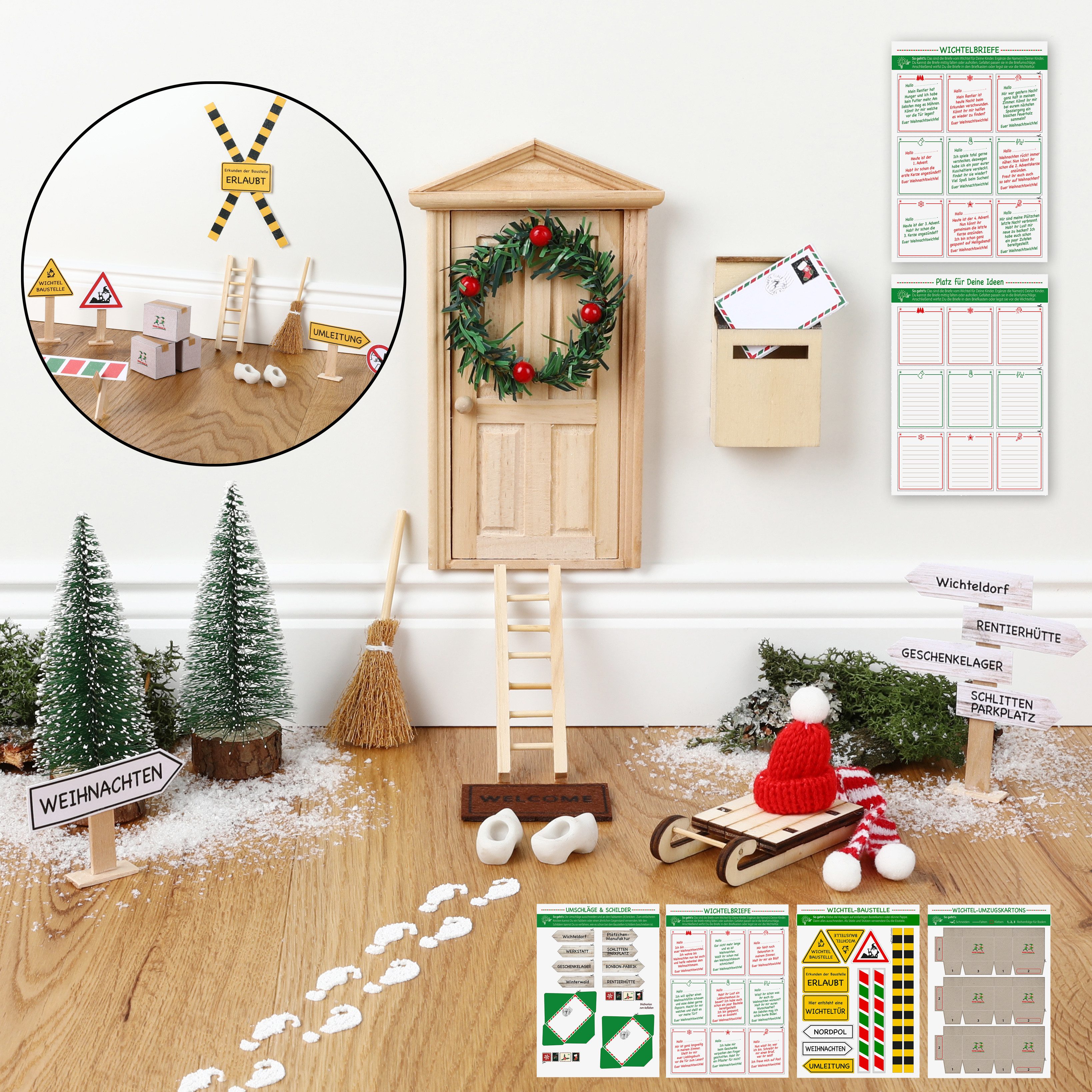 Nordstern DIY-Adventskalender Wichteltür-Set mit Wichtelbriefen, Baustelle
