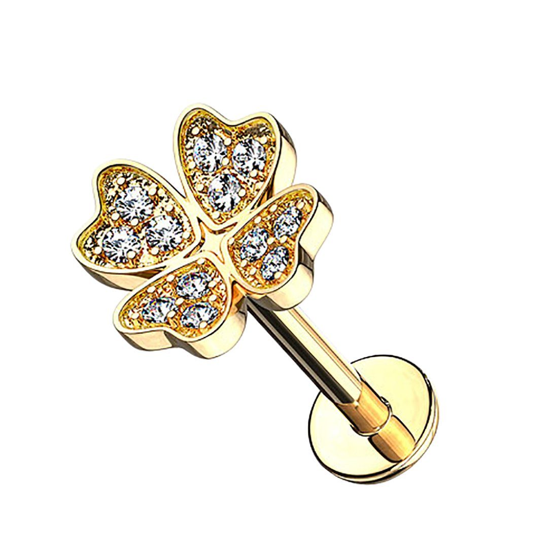 Taffstyle Piercing-Set Piercing Stab mit Kleeblatt