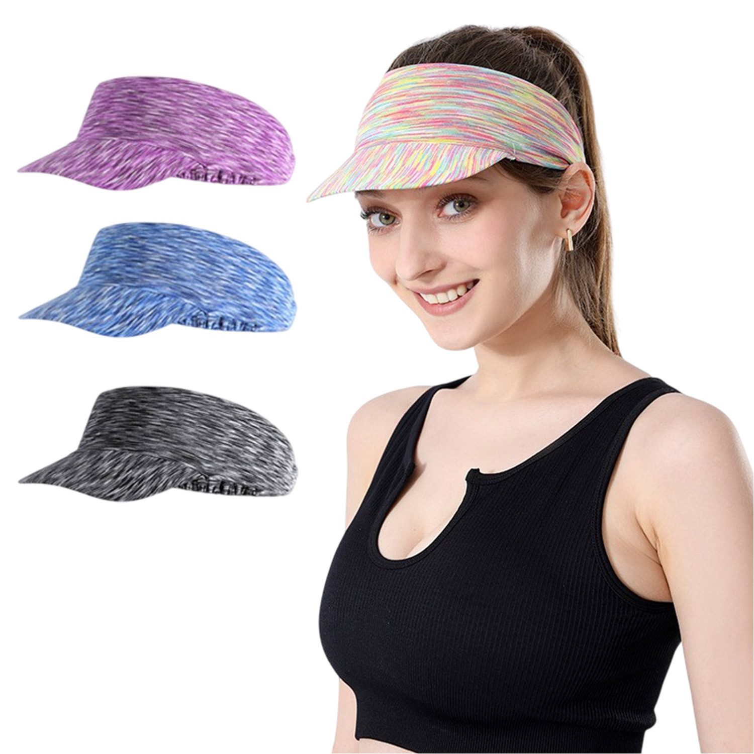 Refttenw Sonnenhut Damen Sommer Sonnenschild,Mode Schirmmütze,Elastisch,4