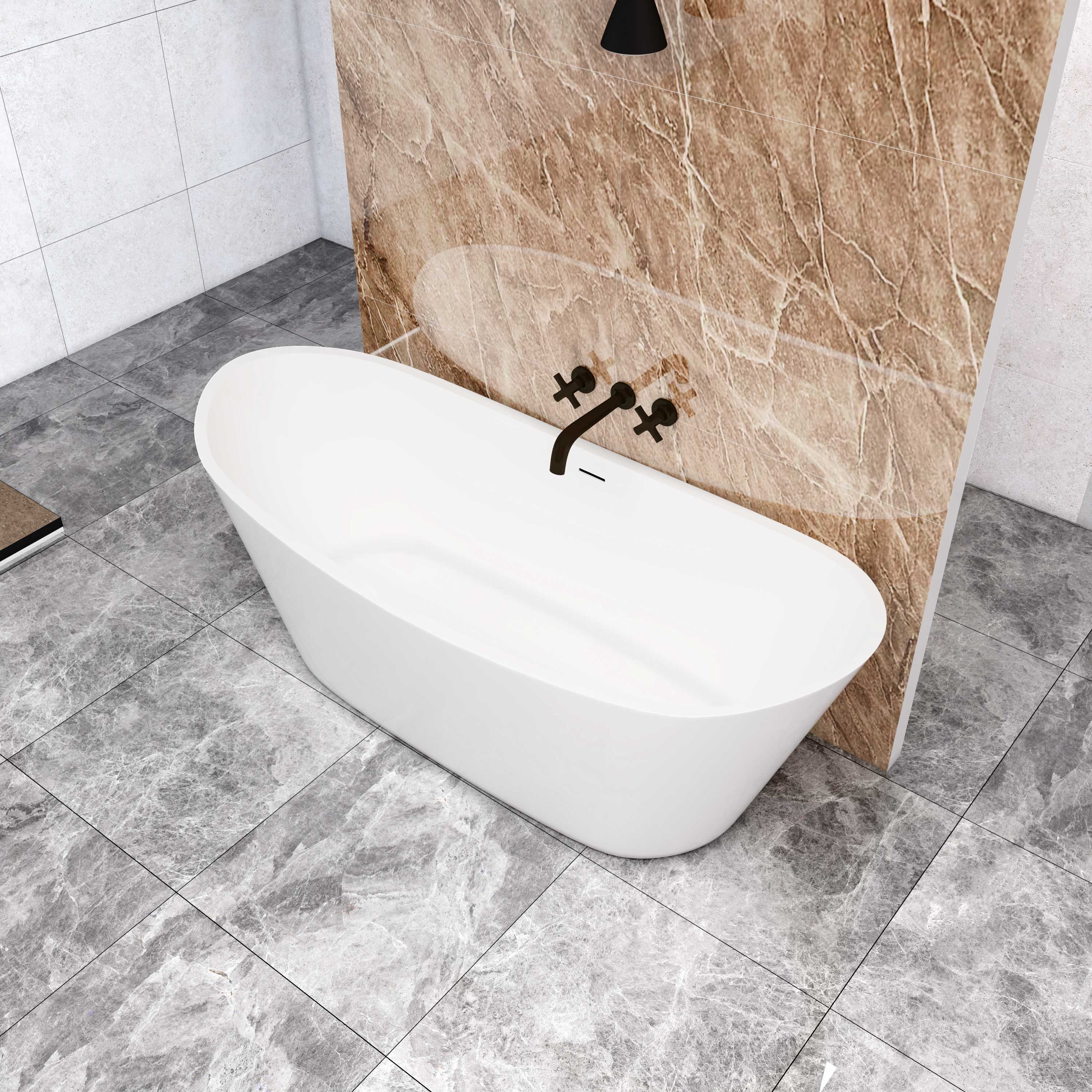 duschspa Badewanne Schiffsform-Freistehende Badewanne, weiß, Acrylbadewanne