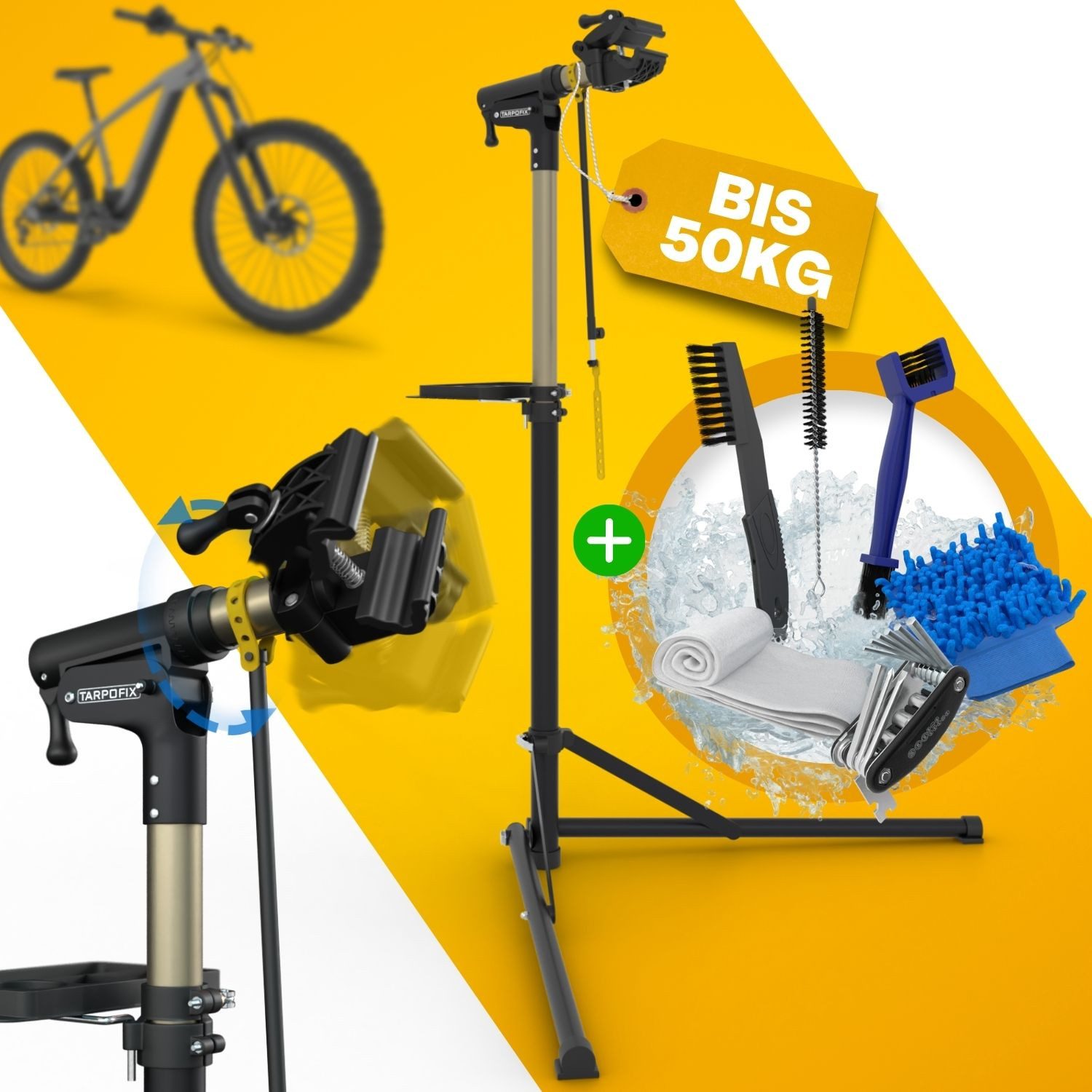 Tarpofix® Fahrrad-Montageständer Höhenverstellbarer Fahrrad-Montageständer bis 50