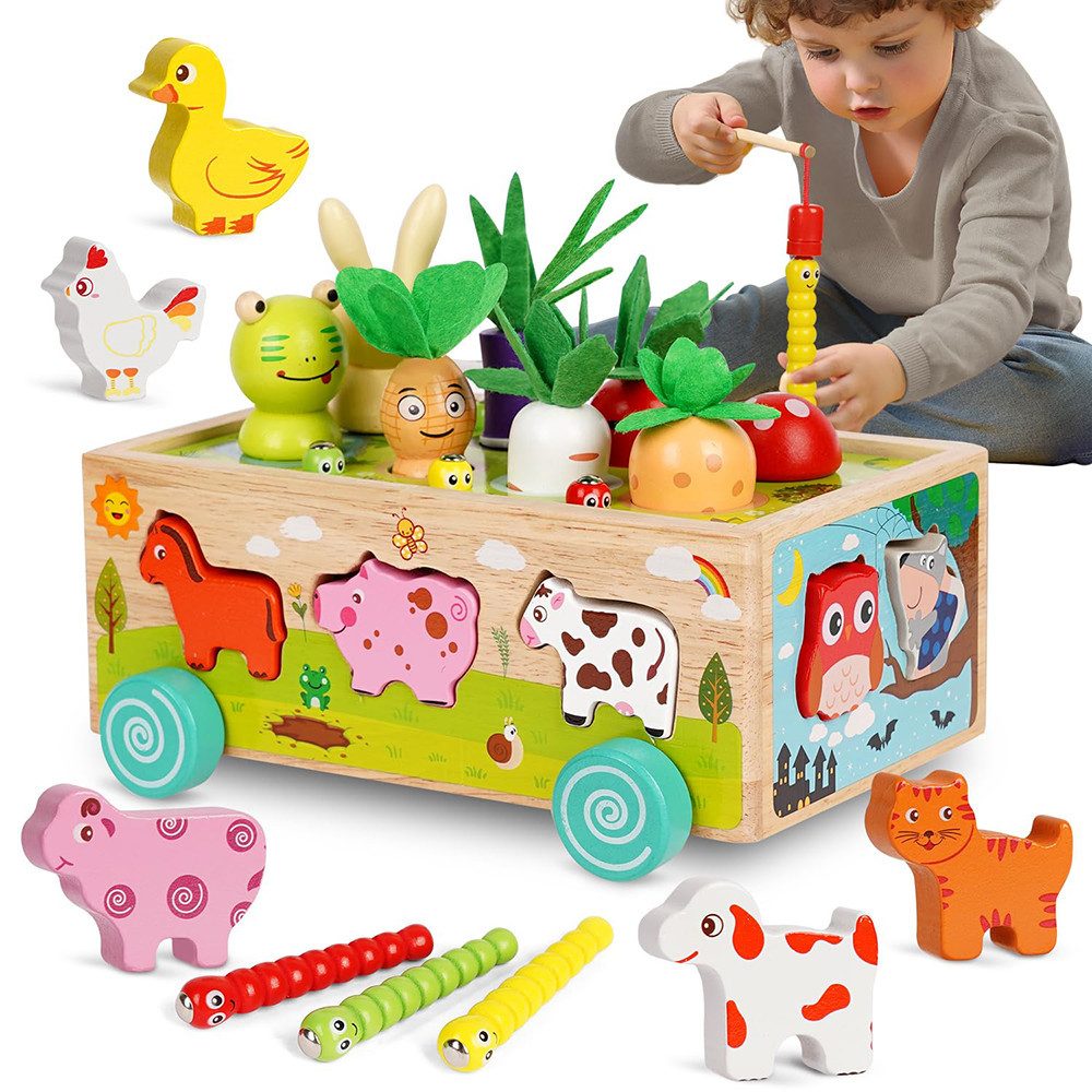 CLTYQ Lernspielzeug Holz Steckspiel ab 2