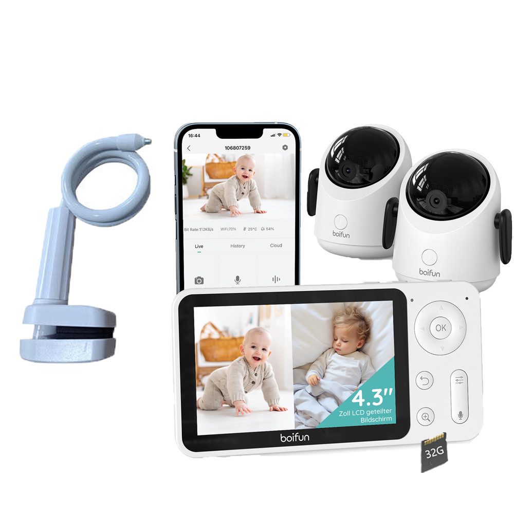 Boifun Video-Babyphone WLAN Babyphone mit Kamera