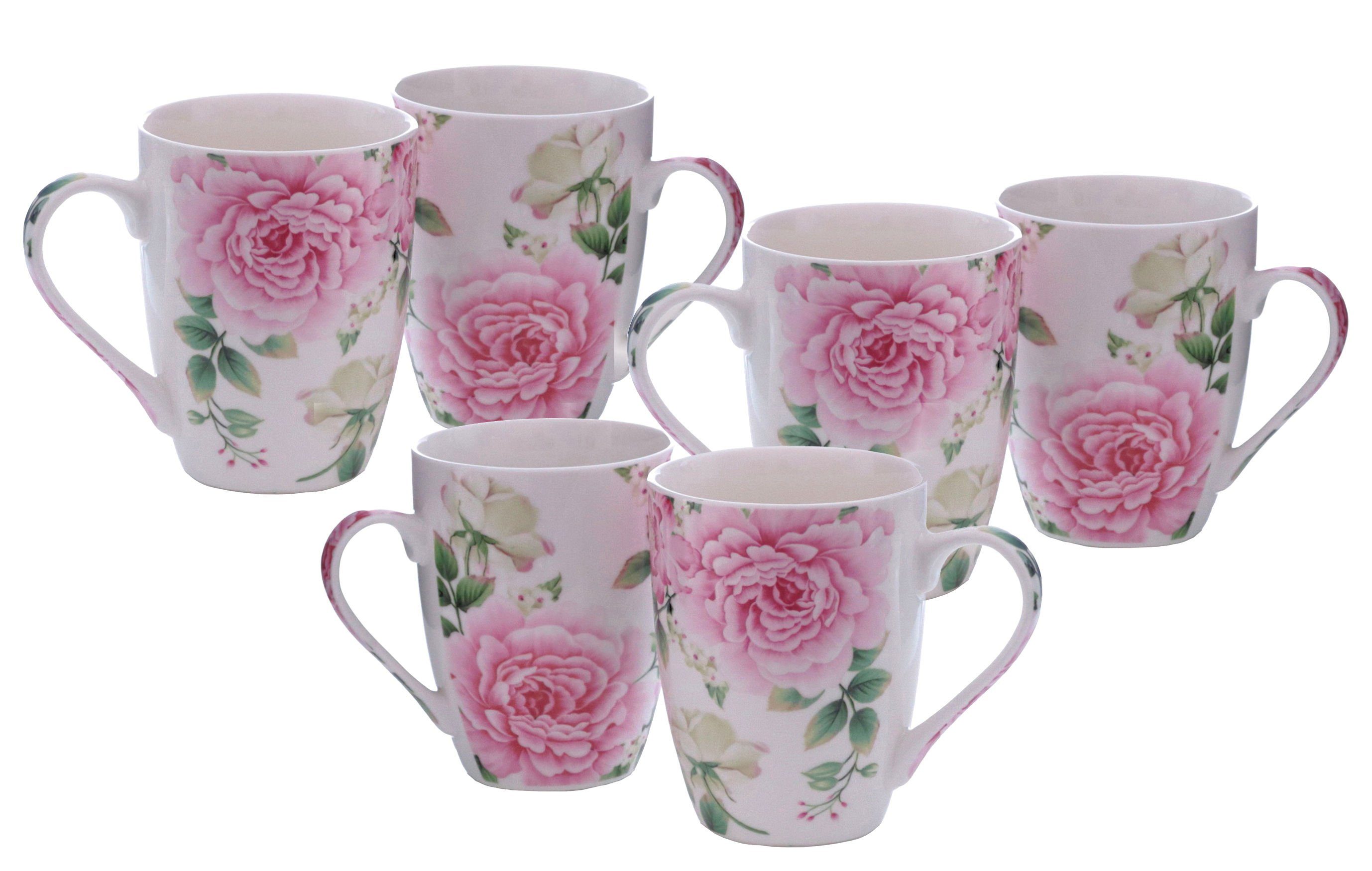Spetebo Becher Kaffeebecher mit Rosen Motiv