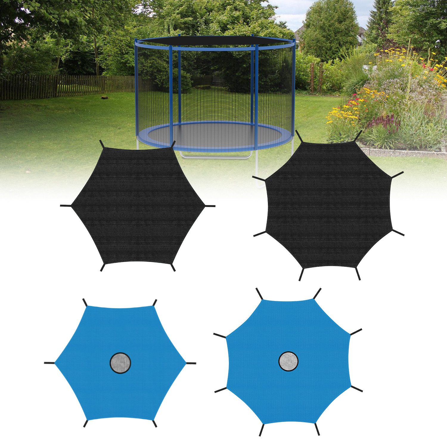 Clanmacy Trampolin-Randabdeckung 8/10ft Trampolin Schattenabdeckung Anti-UV-Trampoline