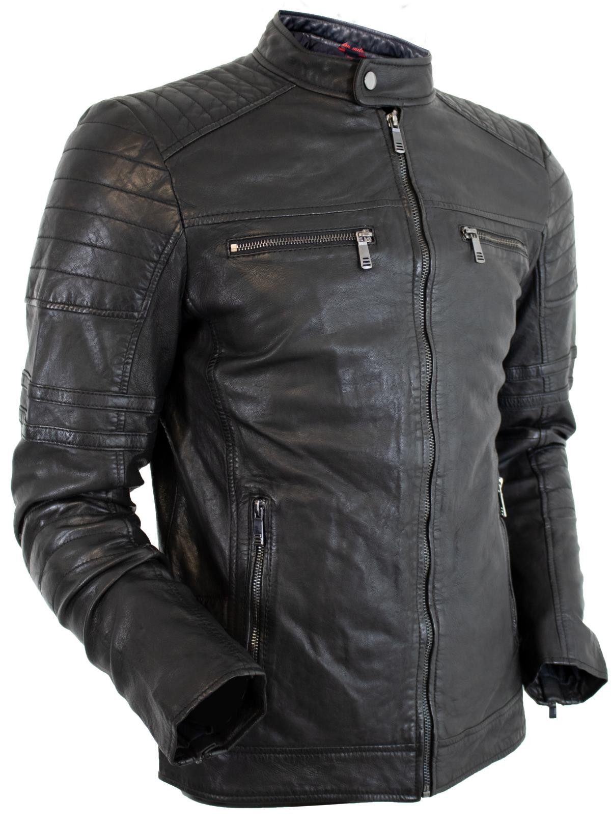 MDM Lederjacke Herren Freizeit Biker Lederjacke