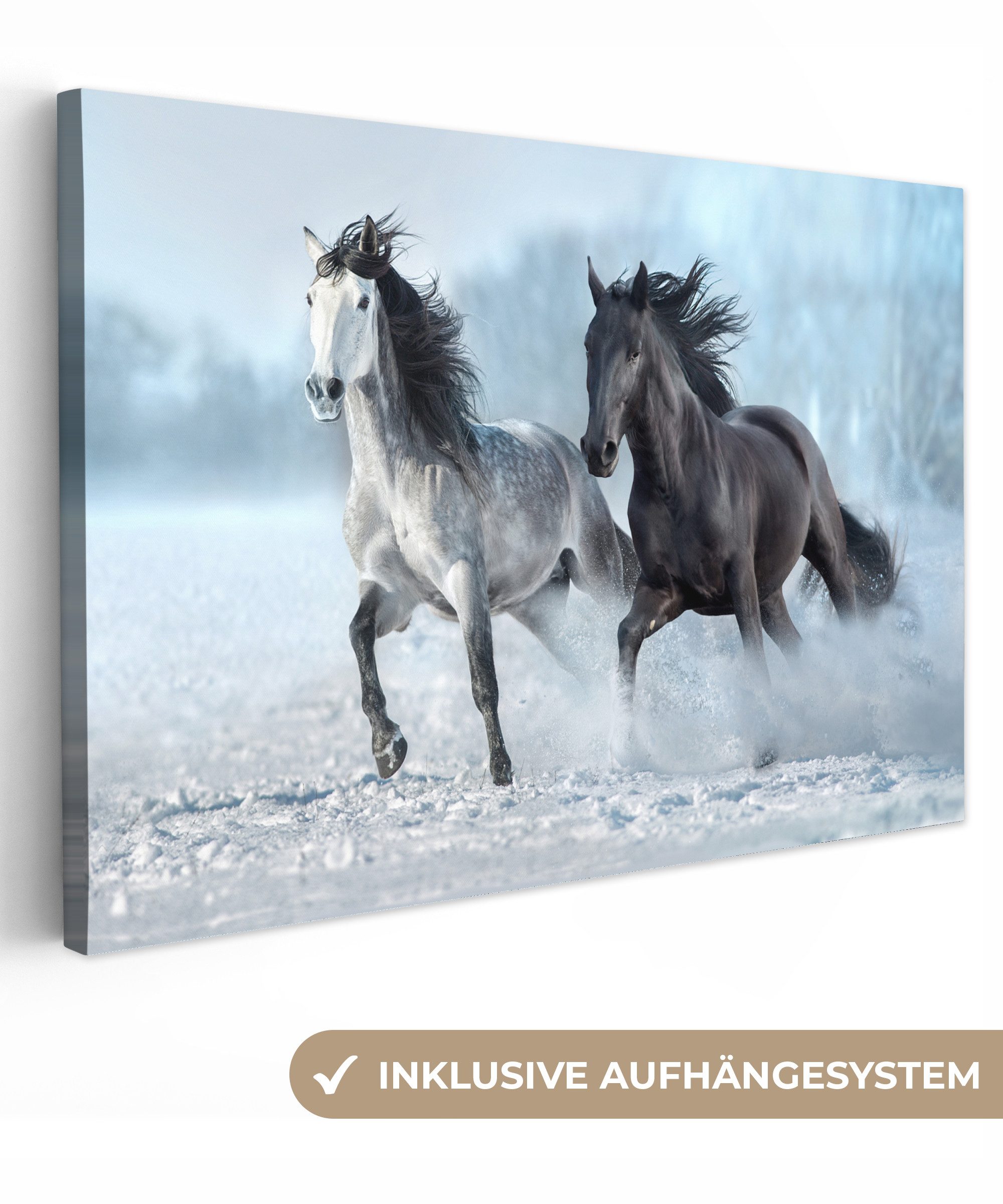 OneMillionCanvasses® Leinwandbild Pferde - Winter -