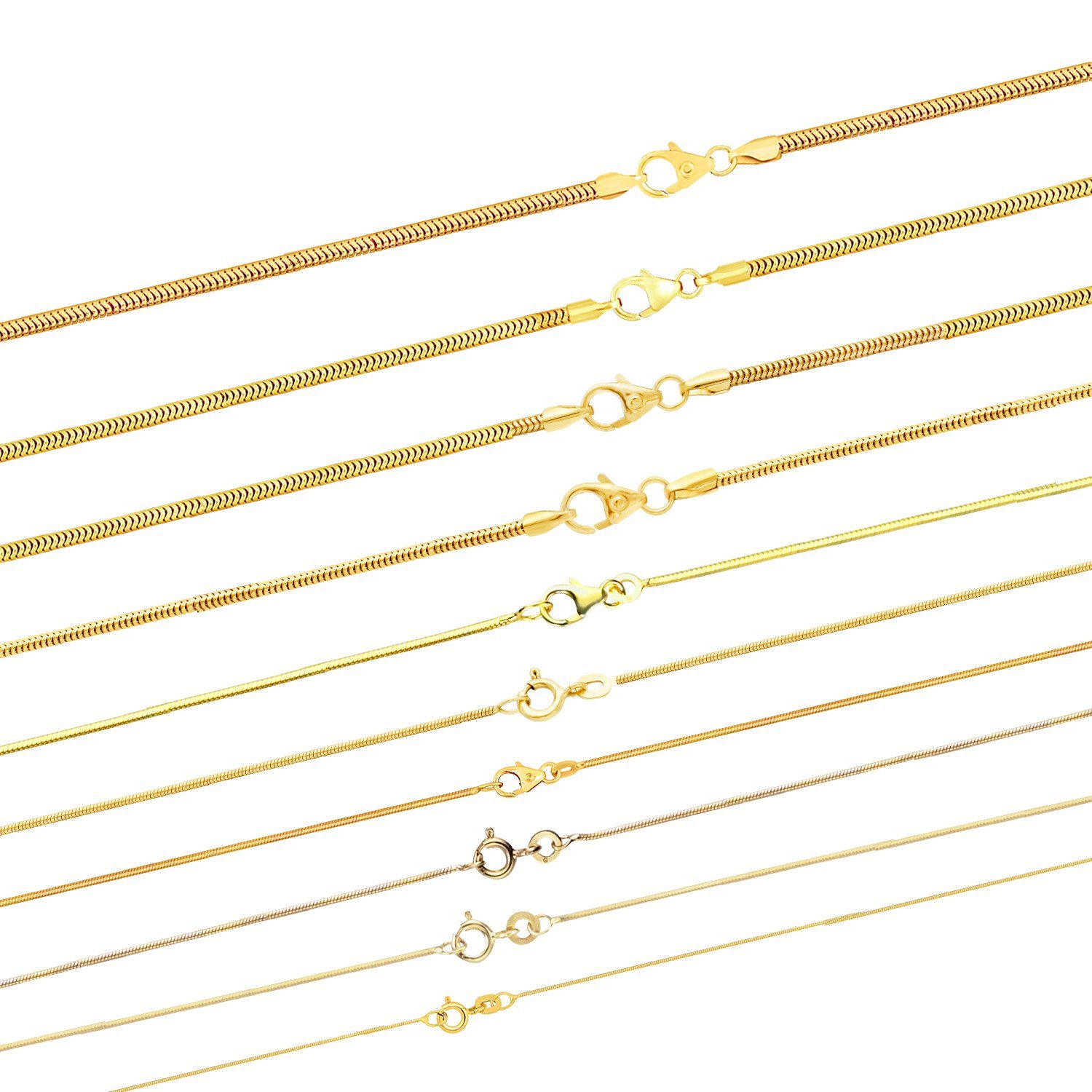 HOPLO Goldkette Goldkette Schlangenkette rund Breite