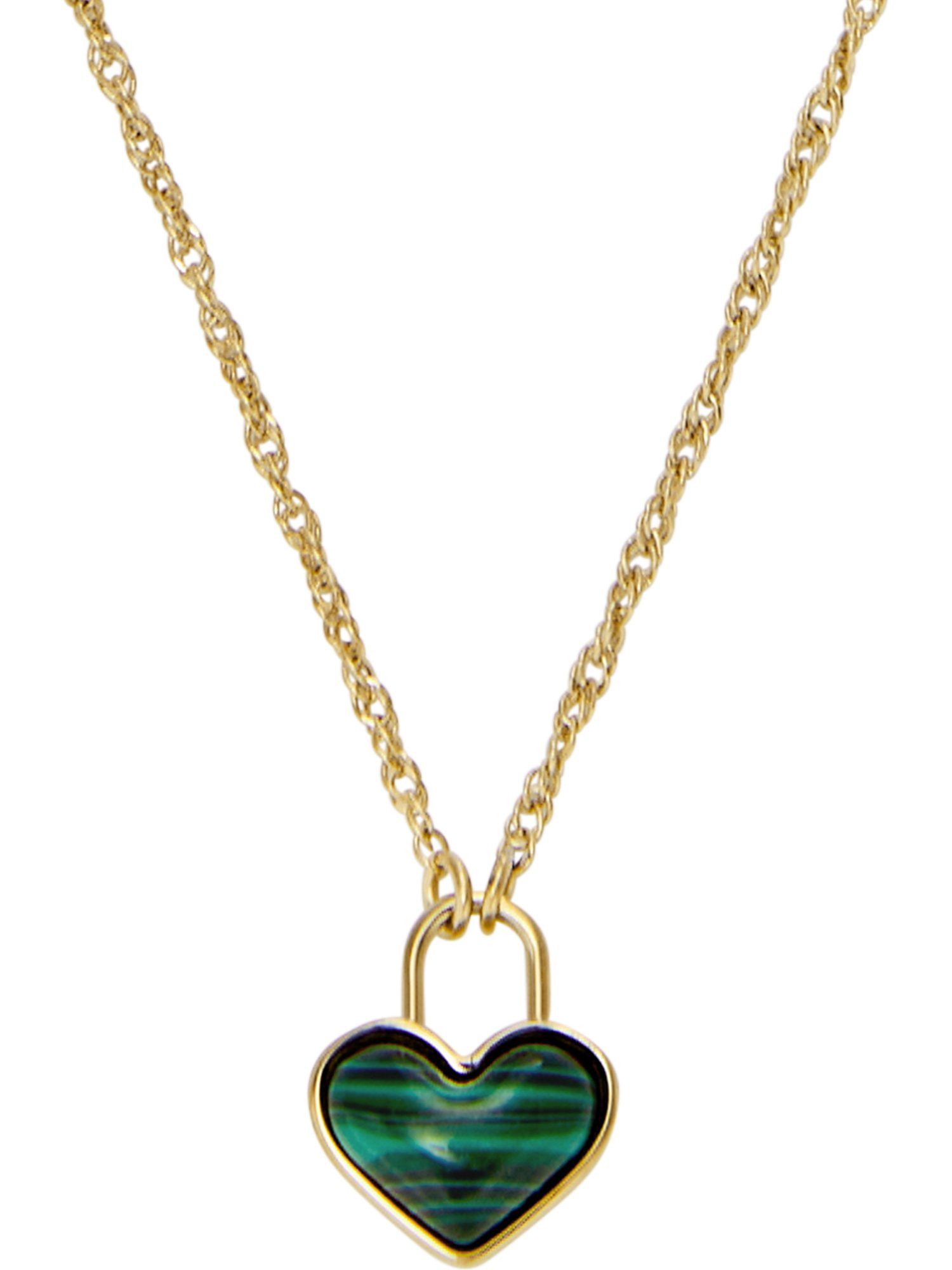 Fossil Collier Fossil Damen-Kette Edelstahl Malachit