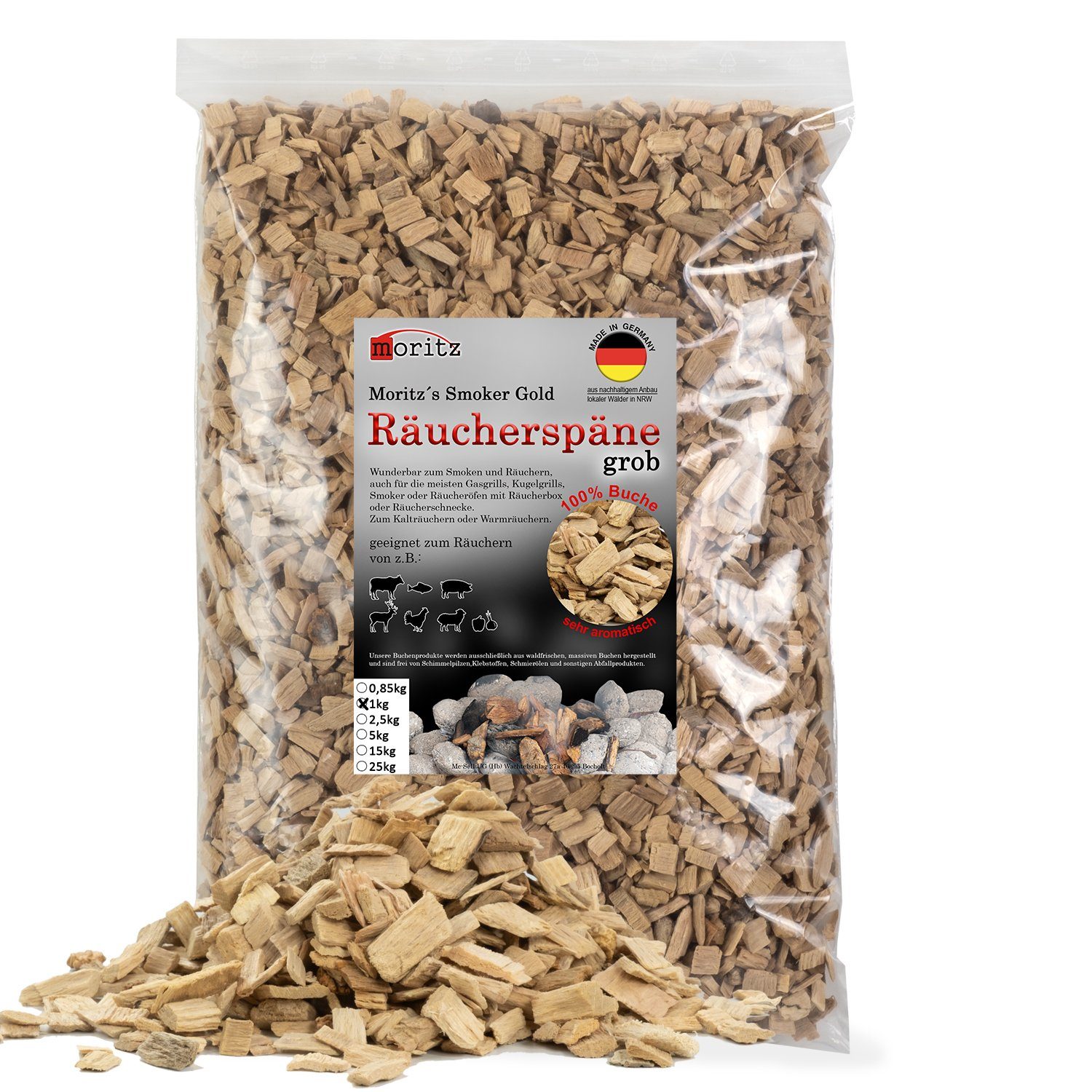 Moritz Räucherbox 1kg Räucherspäne Buche grob