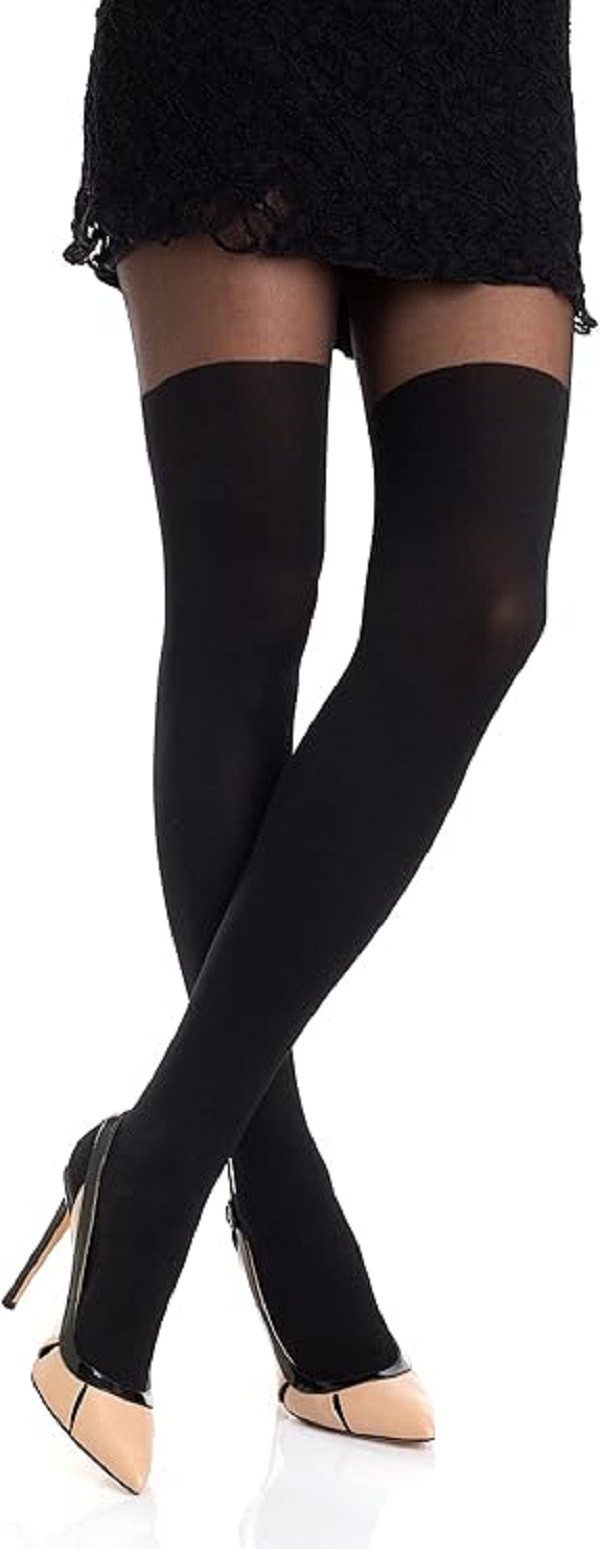 cofi1453 Overknee-Strumpfhose Damen Strumpfhose mit Overknees